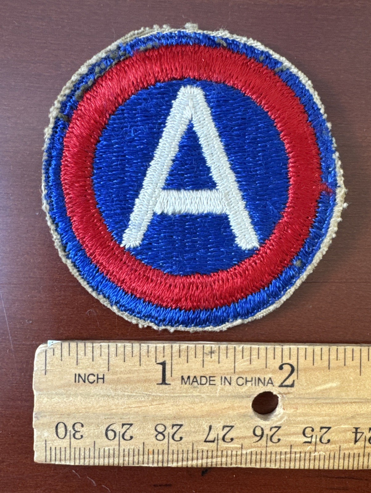 World War II Round US 3RD Army Central Command Insignia Sleeve Patch RARE