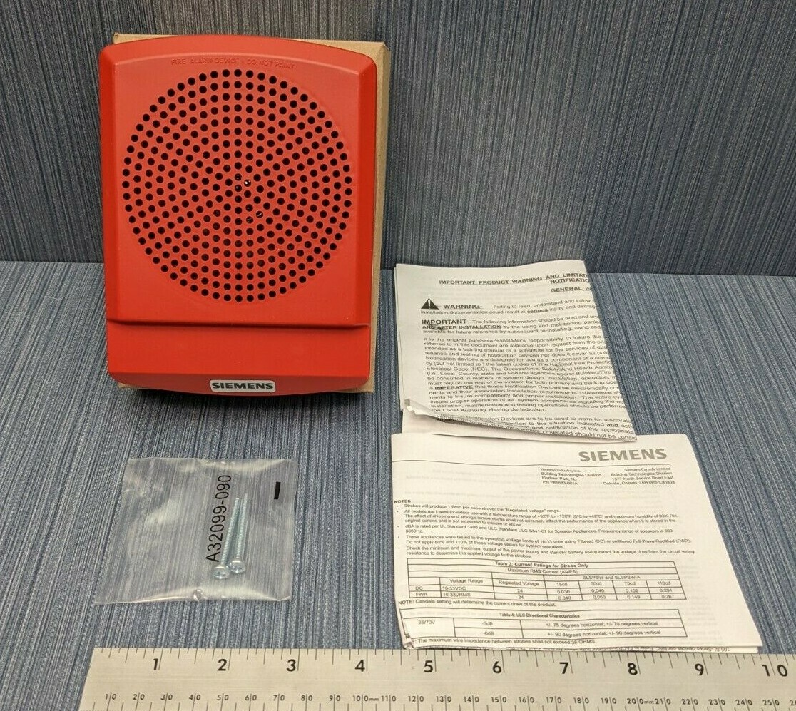 Siemens S54329-F38-A1  SLSPWR-F Red Wall Speaker Wall Mount Fire Protection