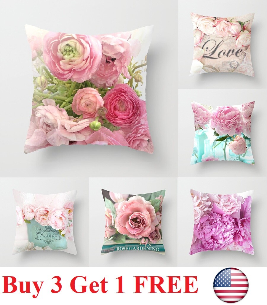 Flower Vintage Floral  Pillow Case Flower Cushion Cover Waist Throw Home Sofa