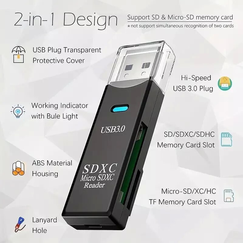 USB3.0 SD Card Reader for PC Micro SD Card to USB Adapter for Camera Memory C