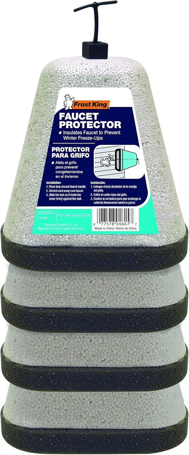 Frost King FC14A Foam Faucet Cover, Grey (4-Pack) Winter Freeze Protection