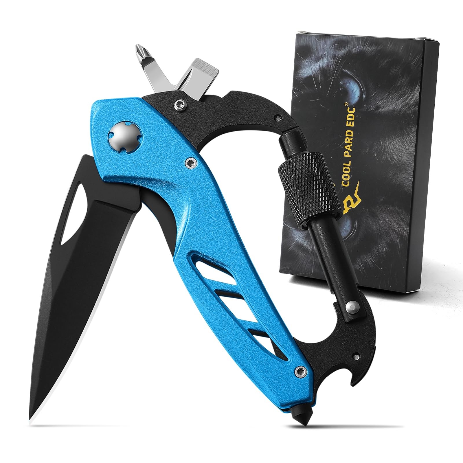 Multitool Carabiner with Pocket , Stocking Stuffers Gifts for Men,6-in-1 Mult...