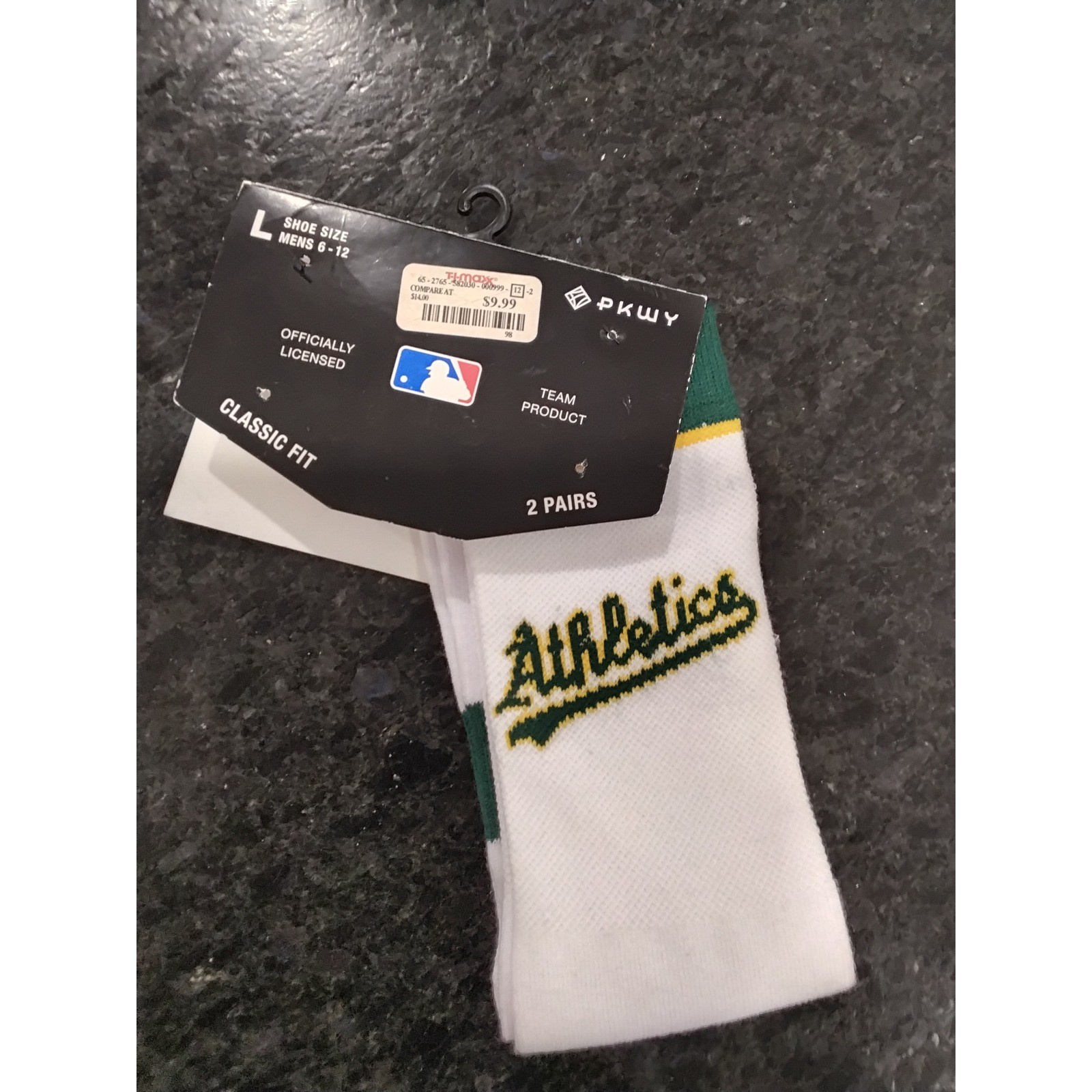 Oakland Athletics MLB Baseball Socks White Green Yellow Classic Fit Mens L