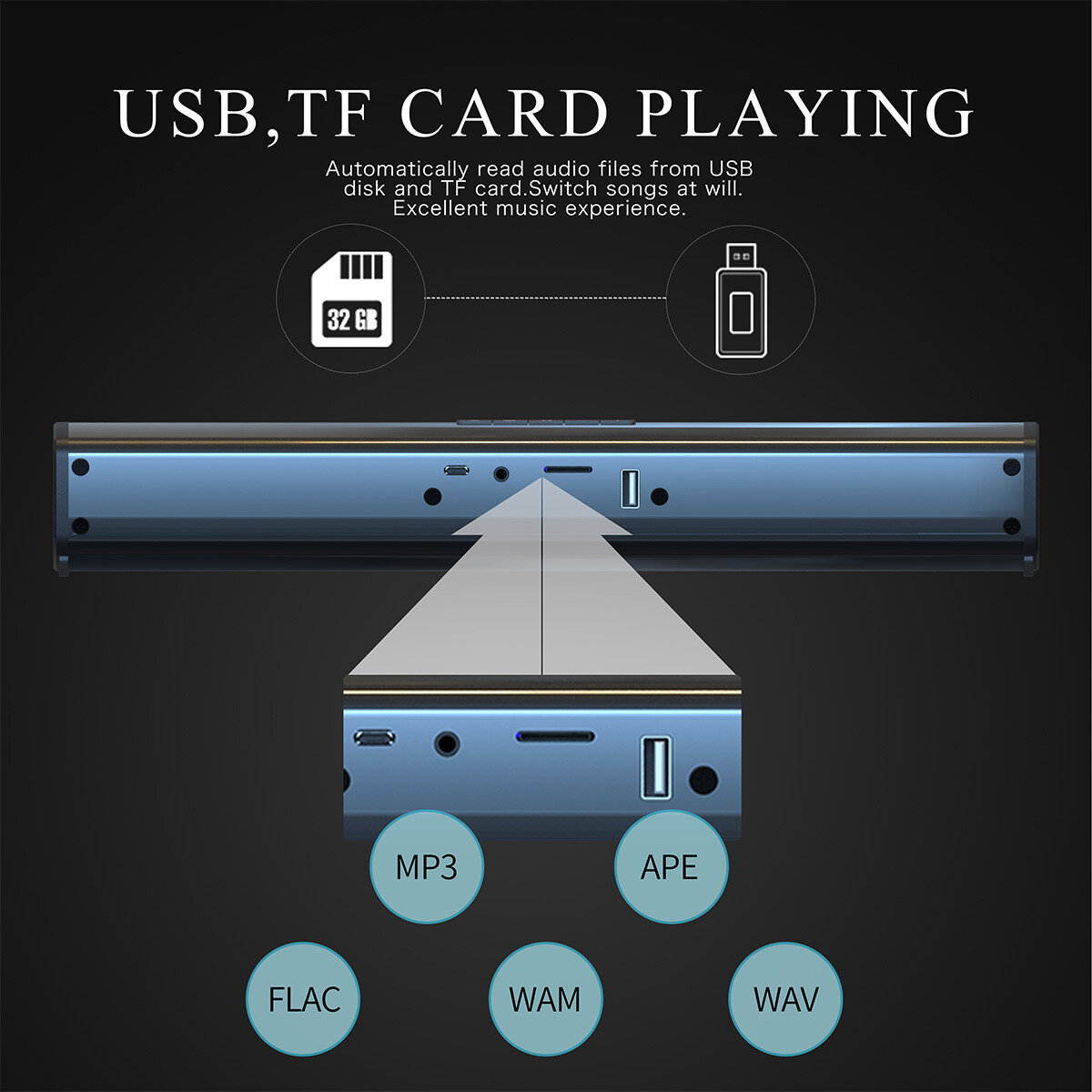 BS-28A Home Theater Audio 10W Sound Bar Bluetooth Speaker Long Stereo TF/AUX/FM