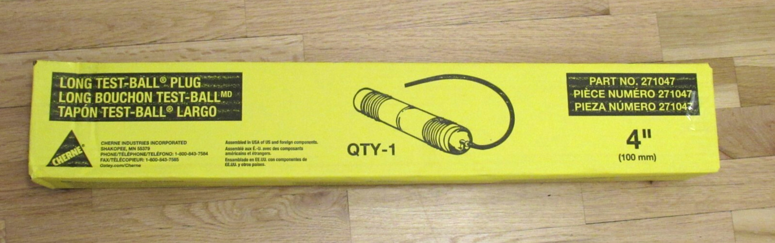 Cherne 271047 4" LONG TEST-BALL PLUG NEW