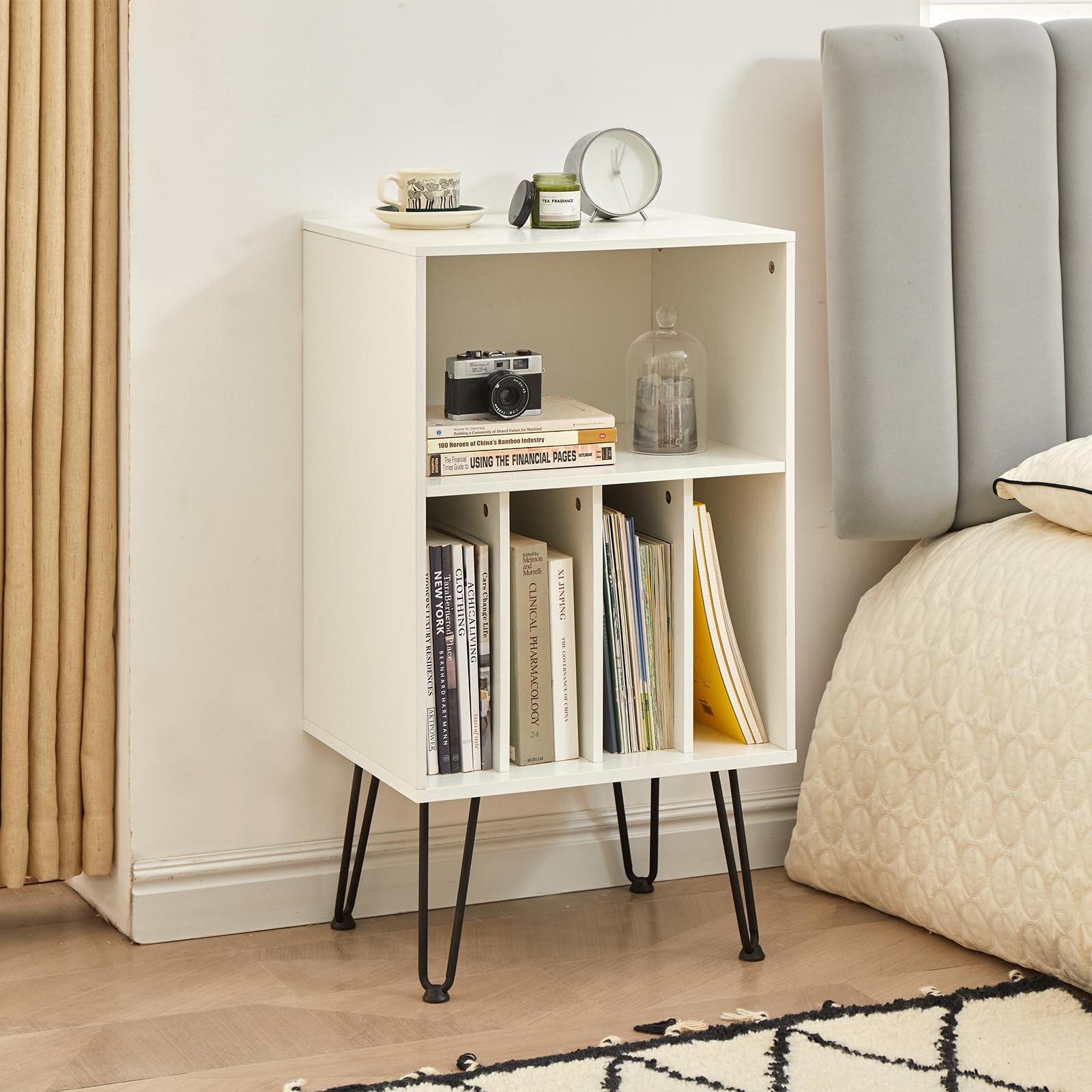Leesingdo Record Player Stand with Vinyl Storage, Standard, White