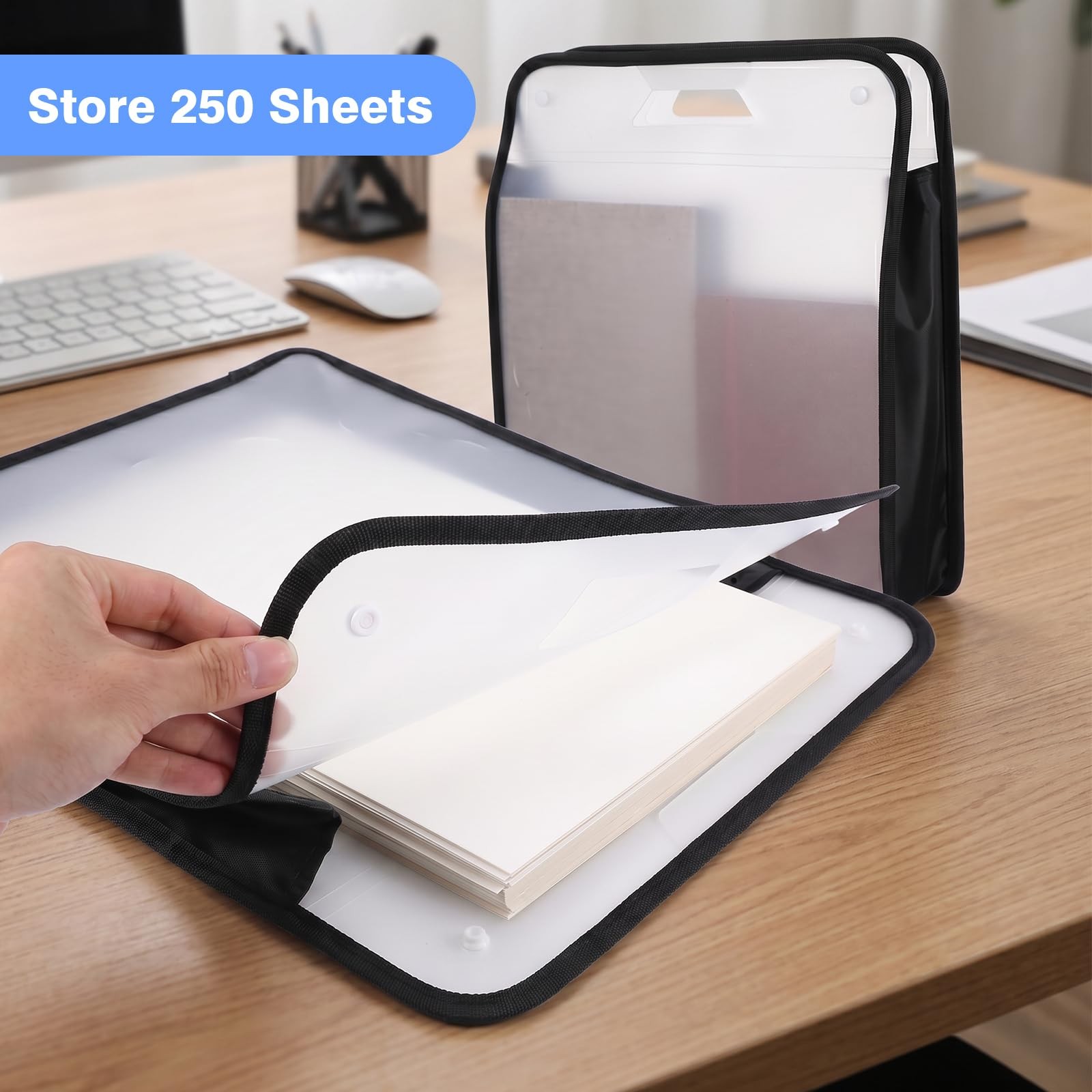 6 Pack Black Scrapbook Organizer, Expandable Clear PP Storage Organizer with ...