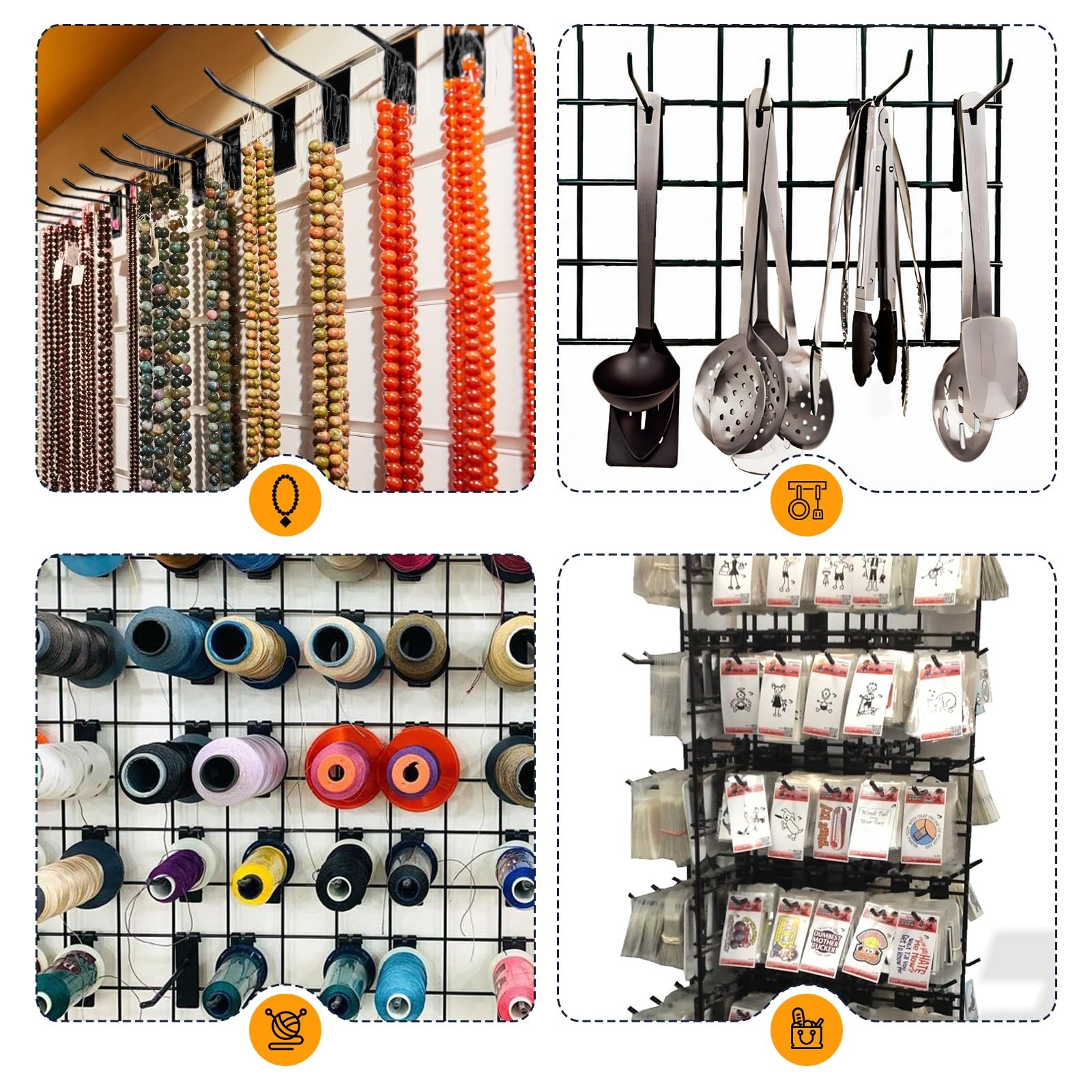 60 PCS 8 Inch Gridwall Hooks Fixtures Grid Wall Panel Heavy Duty Display