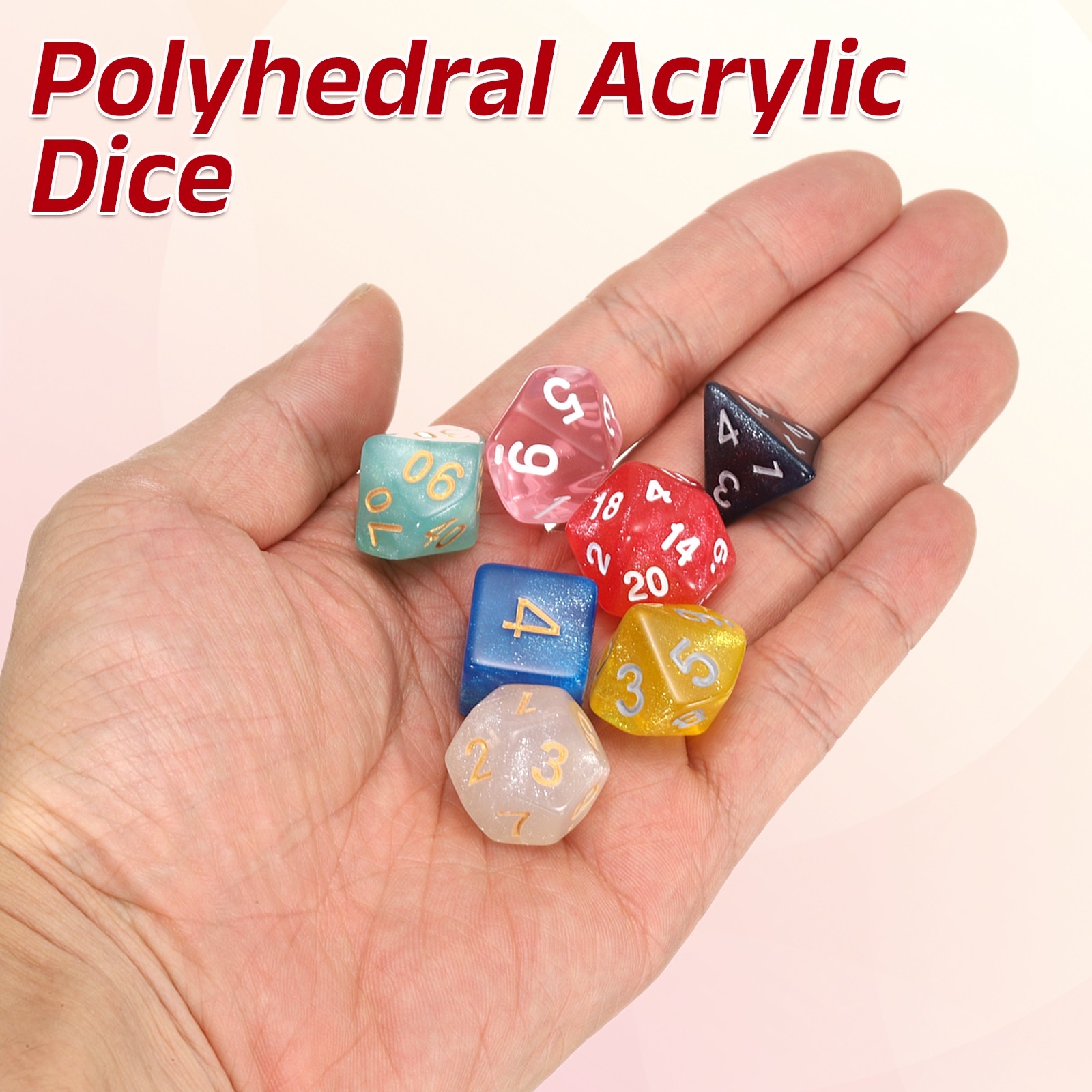 7Pcs Polyhedral Dice for Role Playing Games Transparent Green