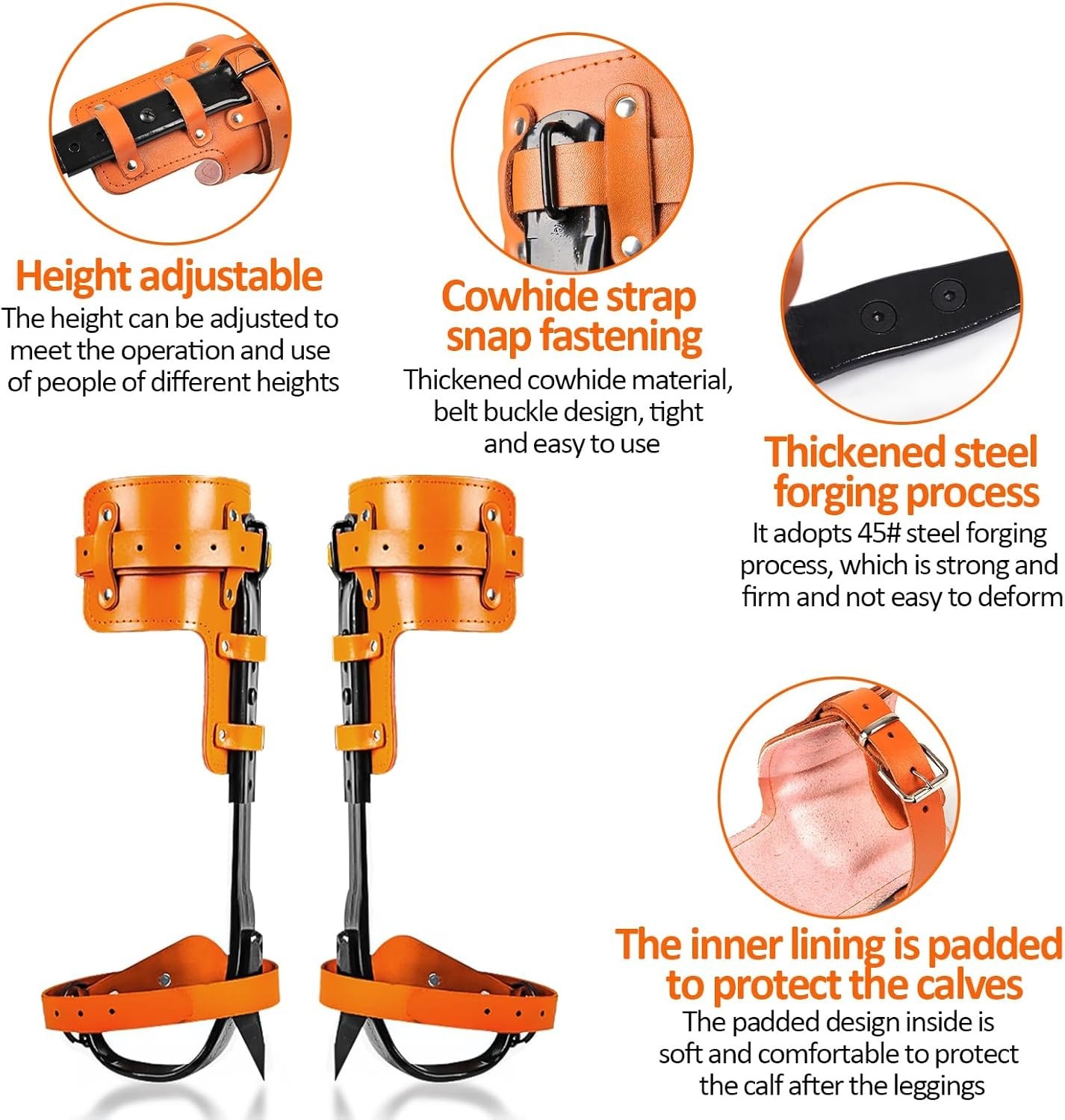 Adjustable Tree Climbing Spikes for Arborists with Replacement Screws Included