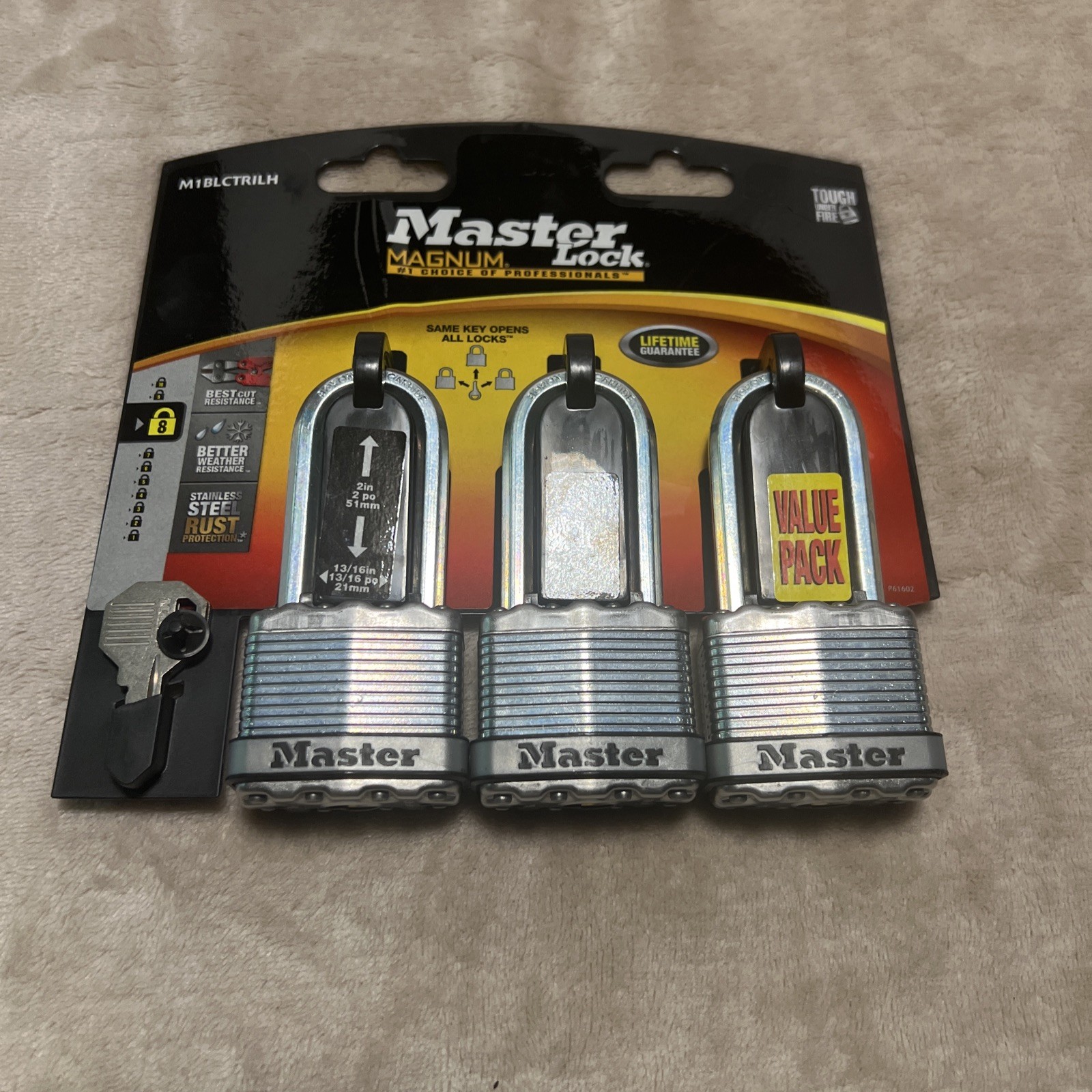 Master Lock M1XTRILH Magnum Laminated Padlock – 3‑Pack – Brand New – Free Ship