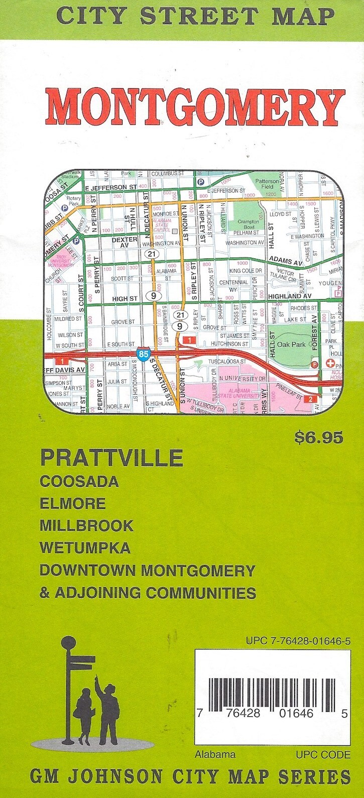 City Street Map of Montgomery / Prattville, Alabama, by GMJ Maps