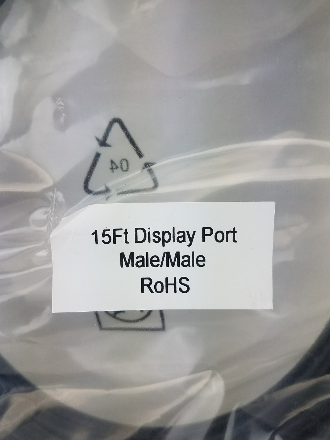 15ft DisplayPort Male/Male Audio/Video Device Cable Black RoHS