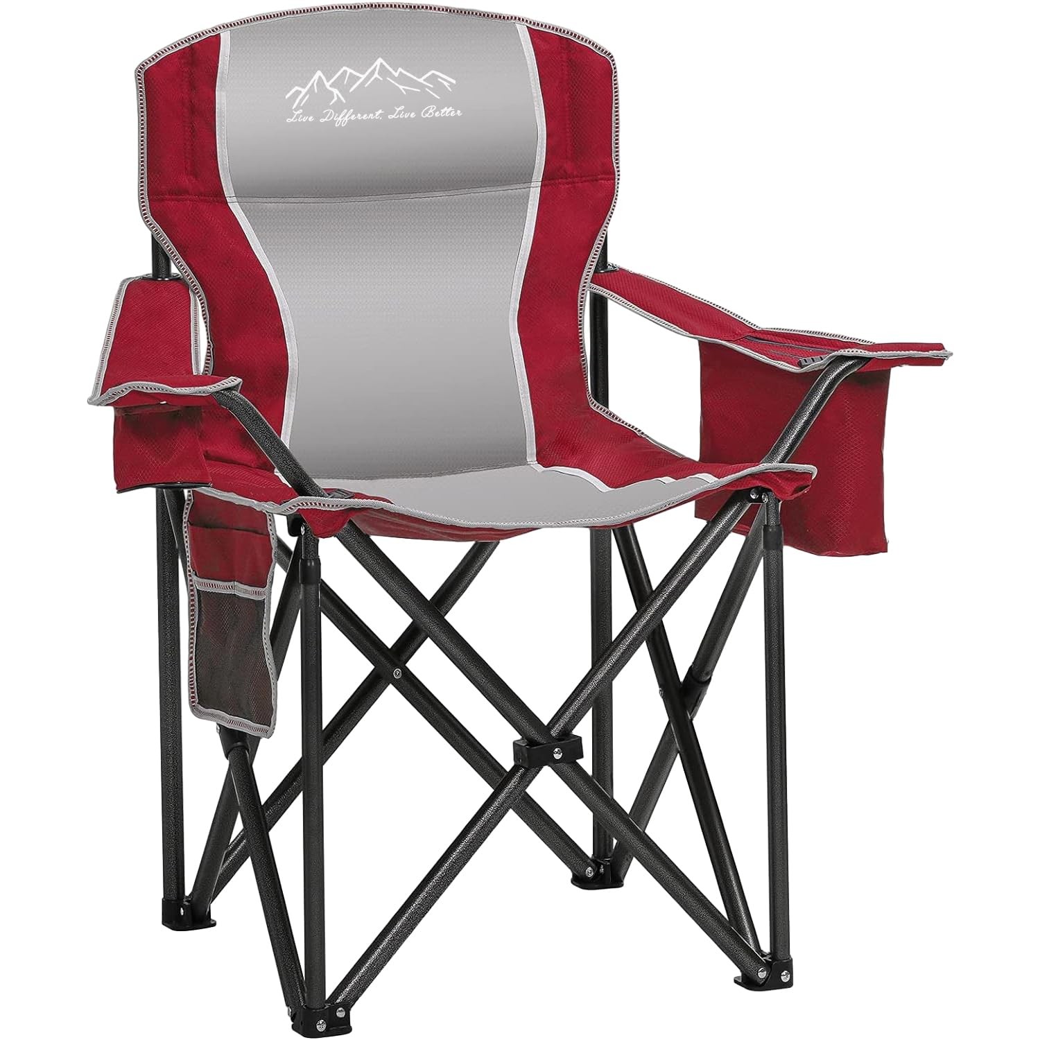 Folding Camping Chair Portable Outdoor Heavy Duty Padded Chairs Lawn Chair wi...
