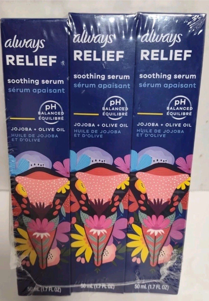 3X Always RELIEF soothing serum (skin & bikini) Jojoba+Olive oil SEALED