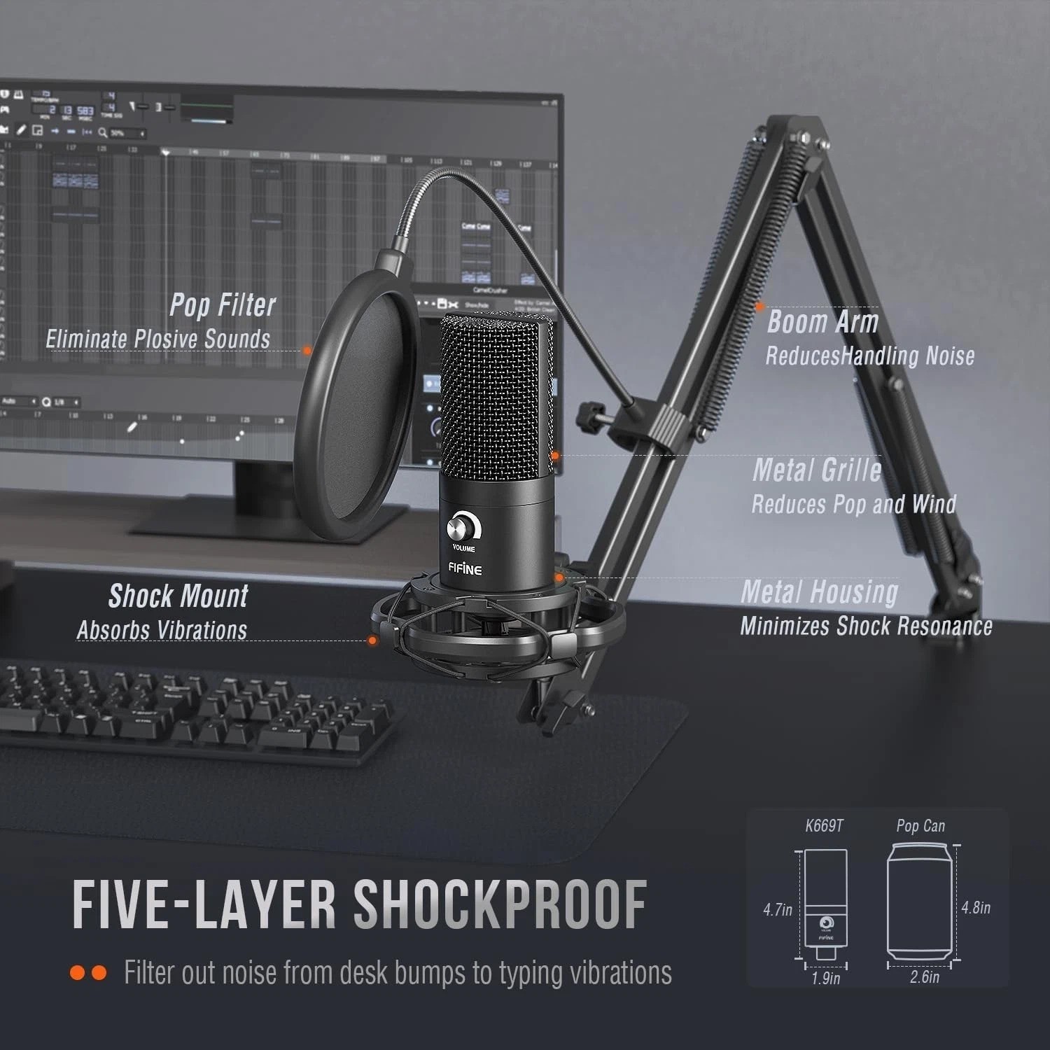 Ultimate USB Microphone Kit with Adjustable Boom Arm for Streaming & Podcasting