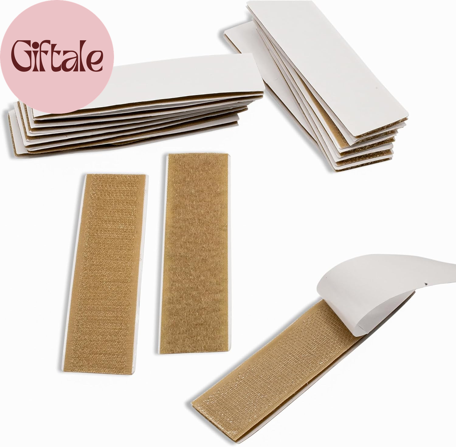 15 Sets Beige Hook and Loop Strips with Adhesive 1 Inch Width Strong Tan Adhesiv