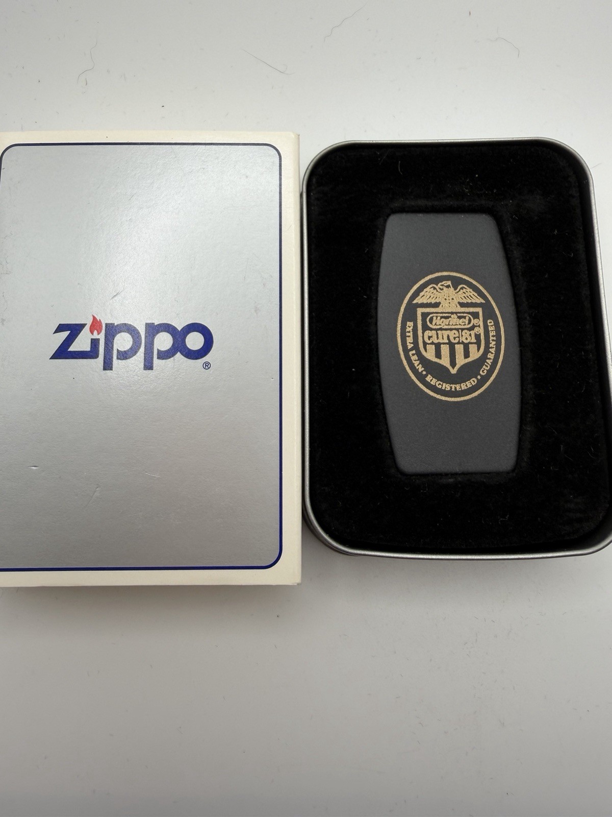 Hormel Cure 81 Advertising Black Matte Zippo File Moneyclip New B25