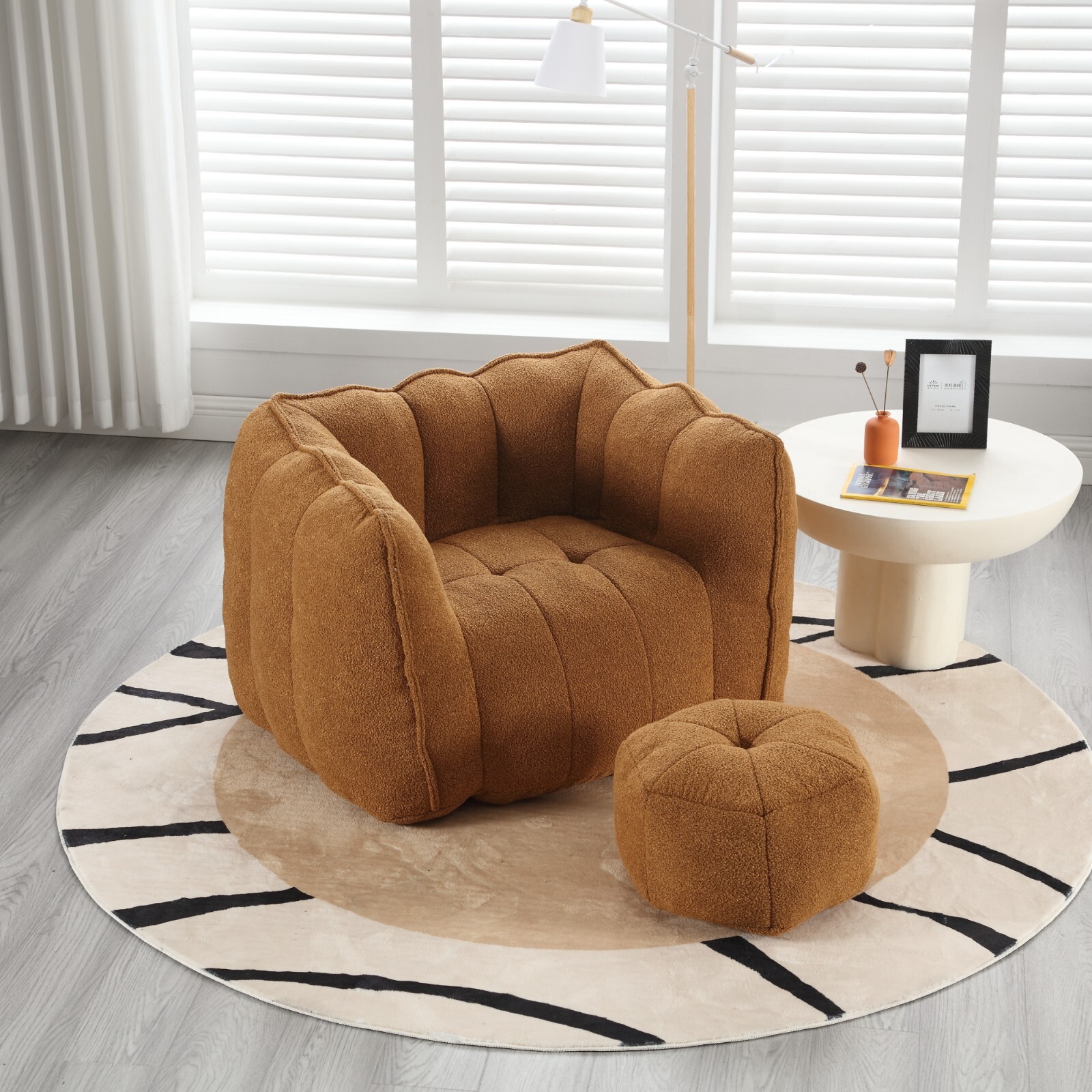 Large Bean Bag Chair with Ottoman, Memory Foam, Comfortable Lazy Sofa