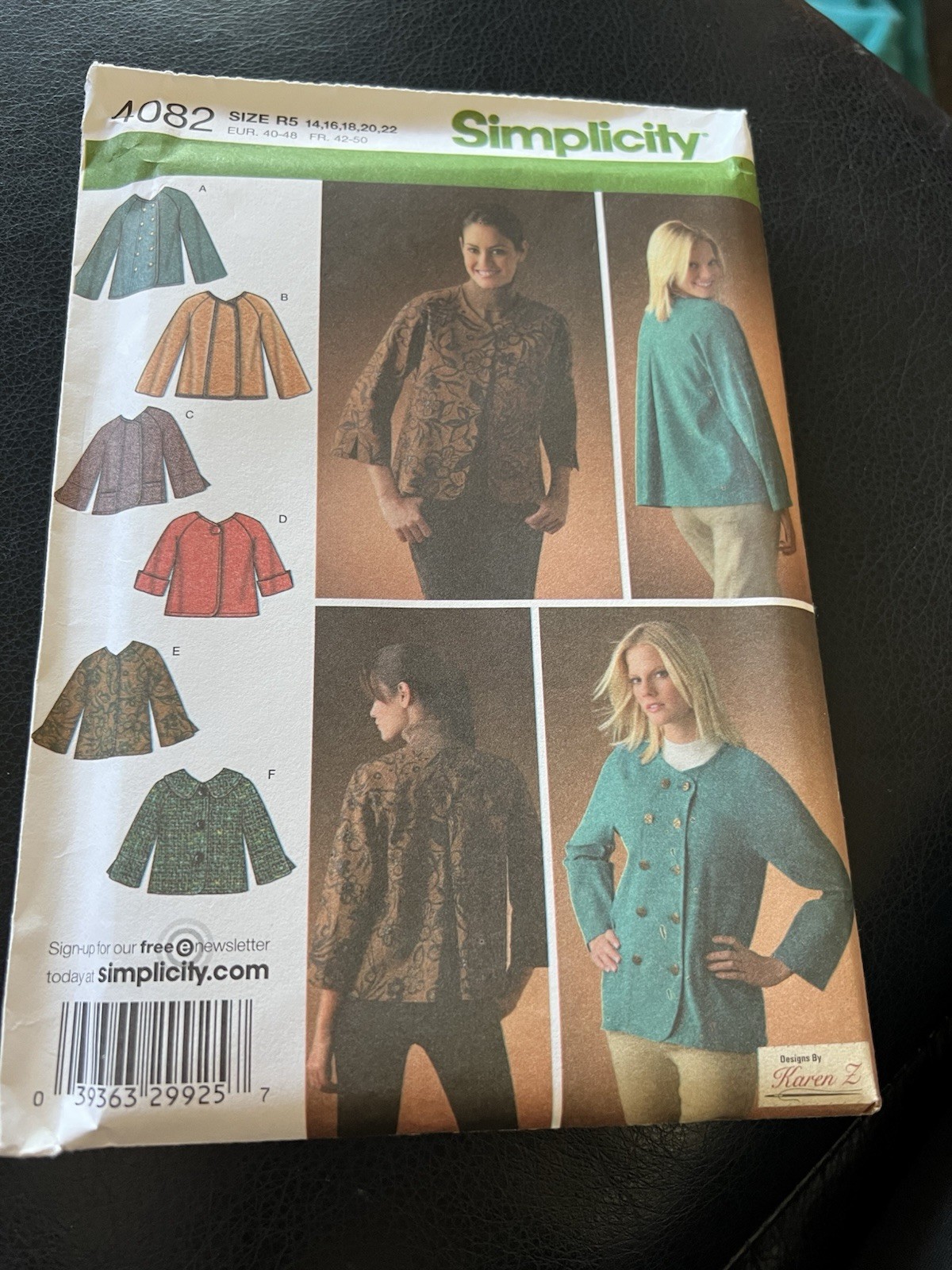 Simplicity 4082 Misses Jackets Sewing Pattern Size 14-22