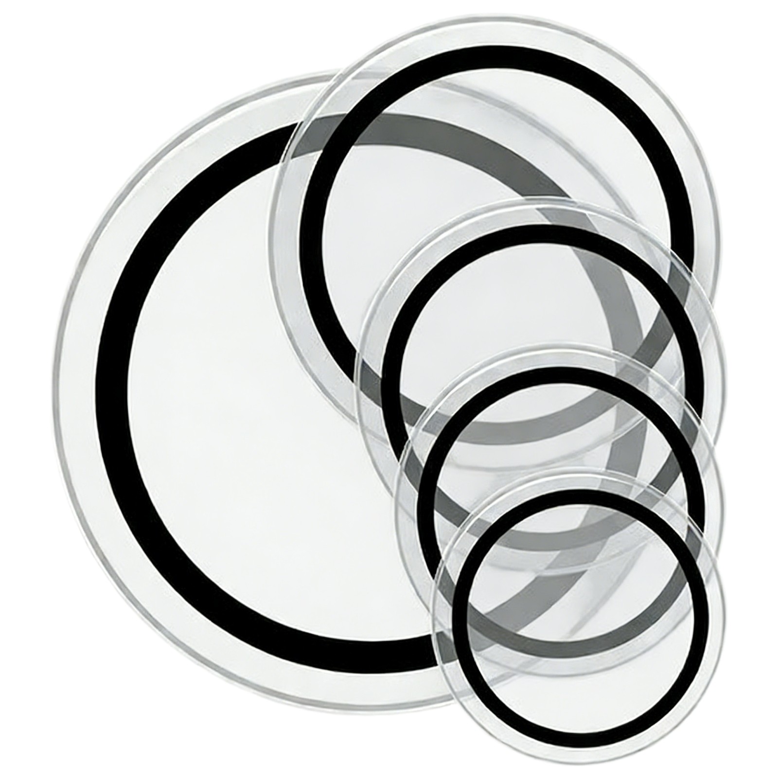 5-Piece Drum Heads Set - 22" 16" 14" 13" 12" Clear PET Film Silent Rim