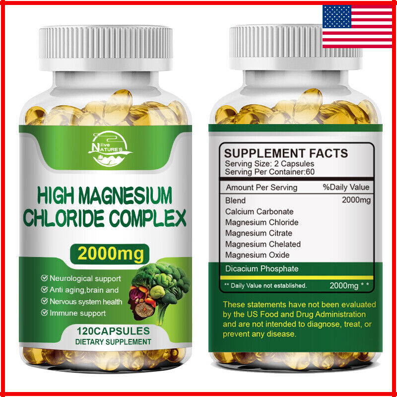 High Magnesium Chloride 2000mg 120Capsules Super Strong Effective Vegan Capsules