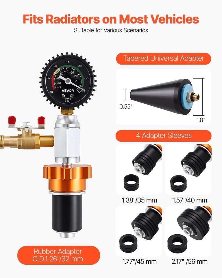 Radiator Vacuum Refill Kit Universal Car Cooling System Vacuum & Fill Kit