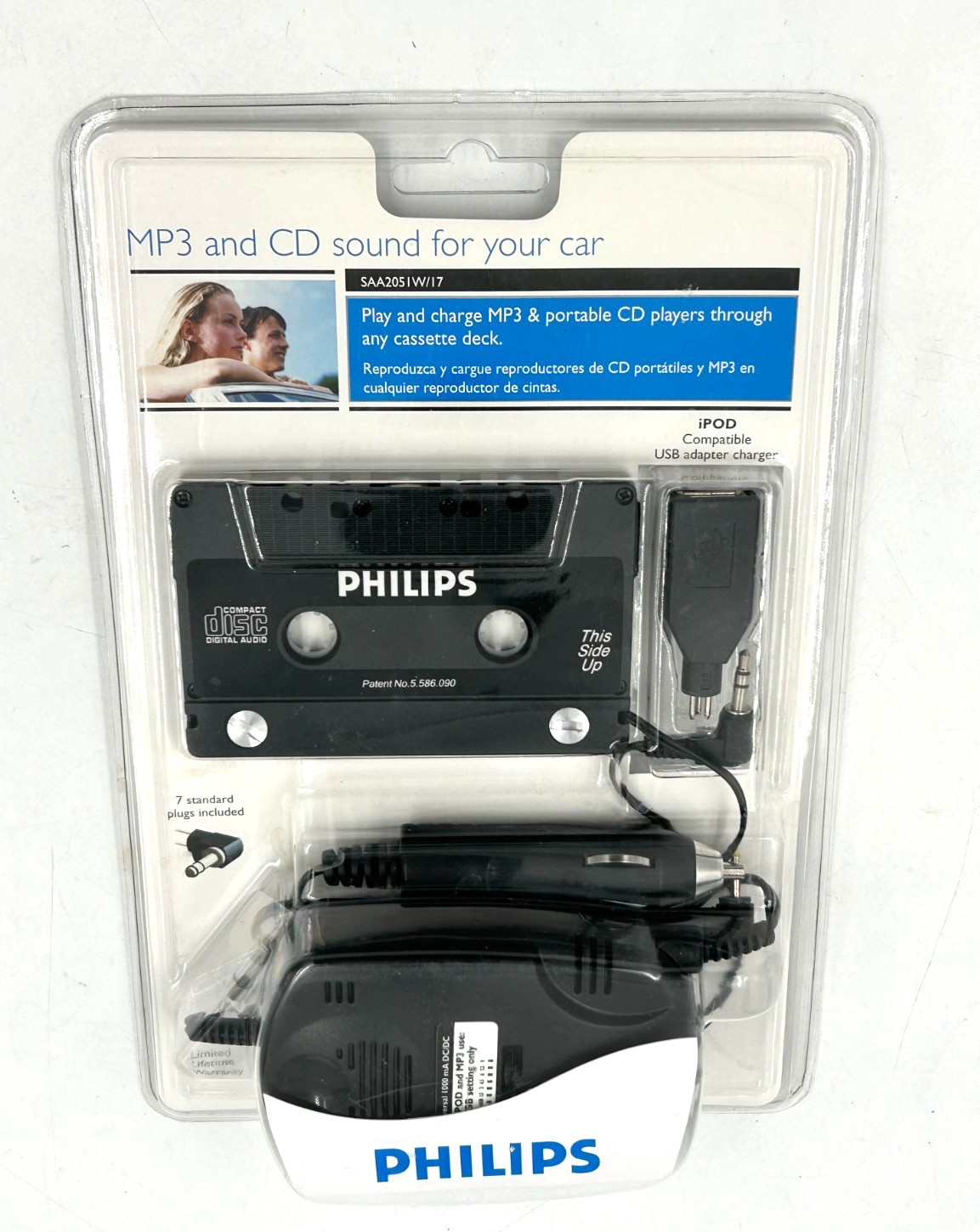 Philips SAA2051W/17 MP3 And CD Universal Cassette Adapter (Black) SEALED NEW