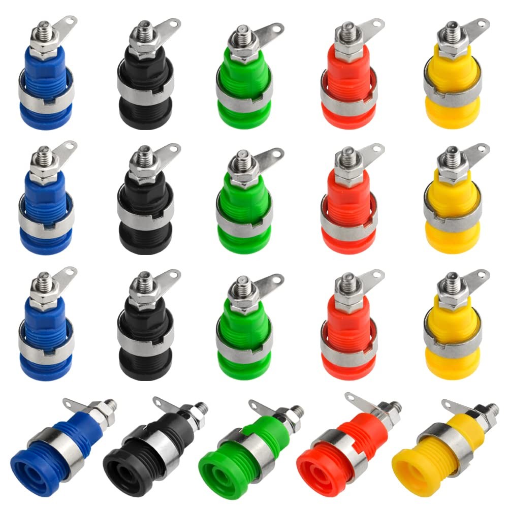 20 Pcs 4mm Banana Socket Plug Binding Post Banana Female Plug Jack Connector