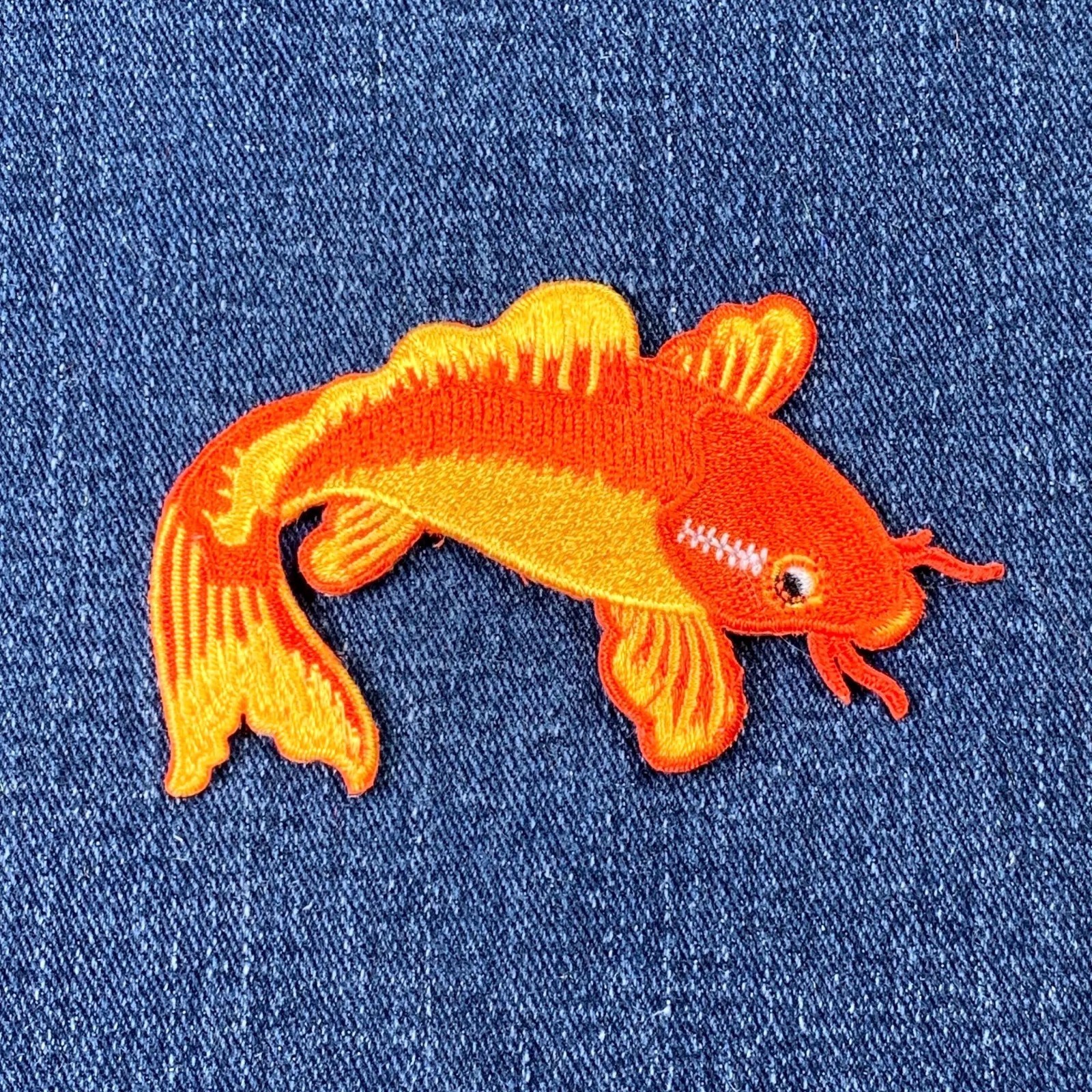 Orange Koi Applique Patch - Embroidered Japanese Fish Badge 3.25" (Iron On)