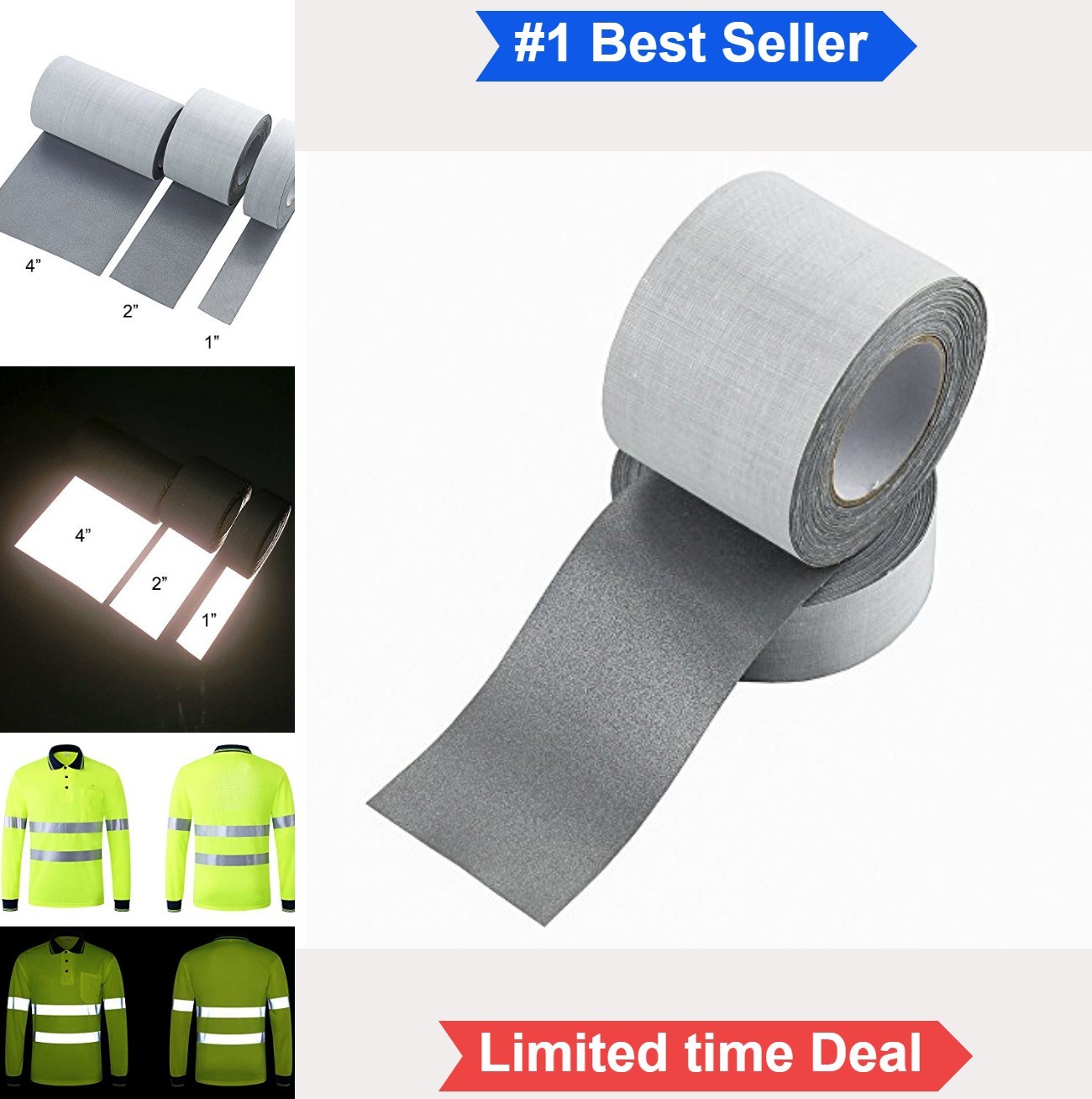 Reflective Sew On Tape Silver 2 Inch x 33 Feet Fabric for Clothing Uniform