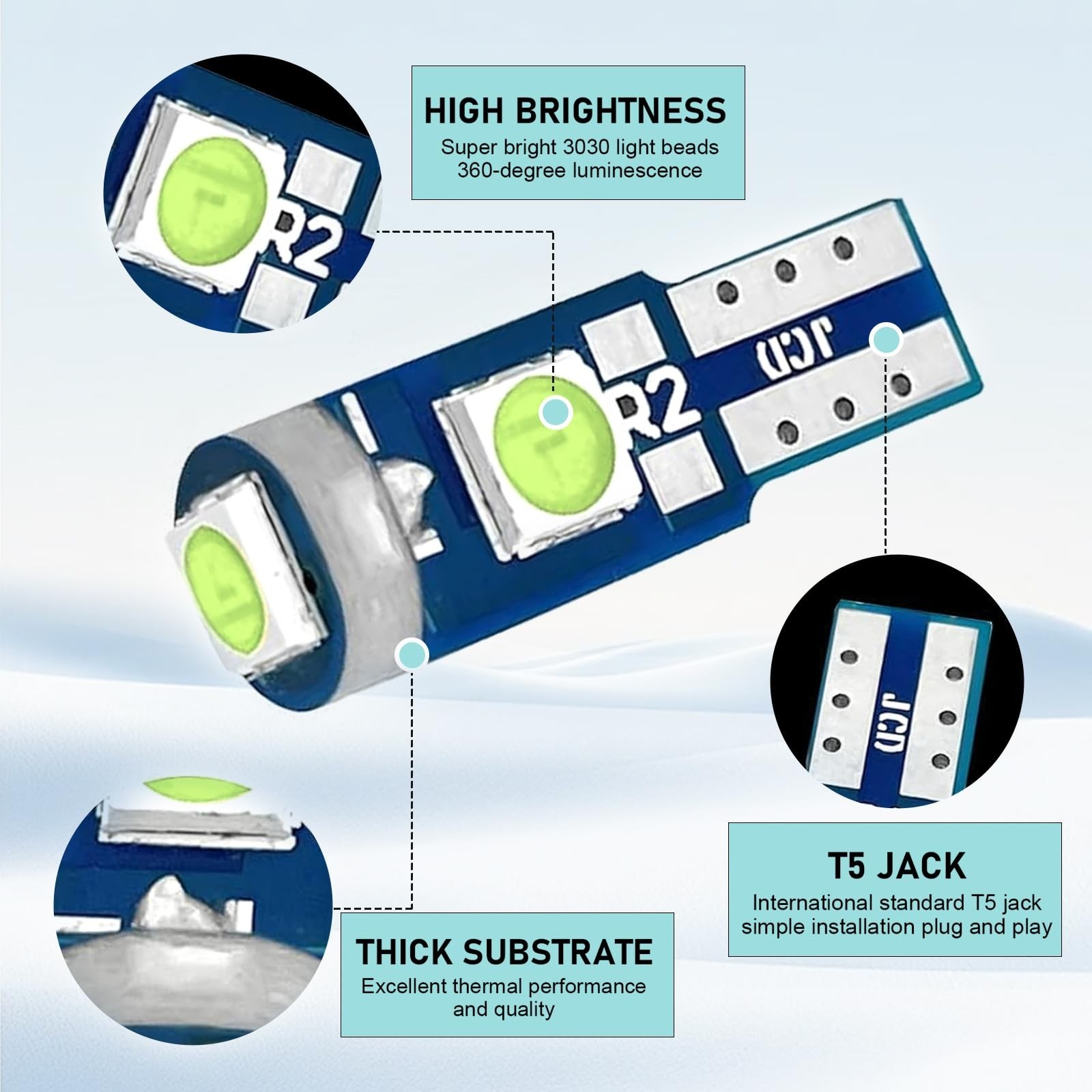 Led Bulb Dash Lights, Super Bright Instrument Cluster Bulbs Kits, T5 LED Bulb...