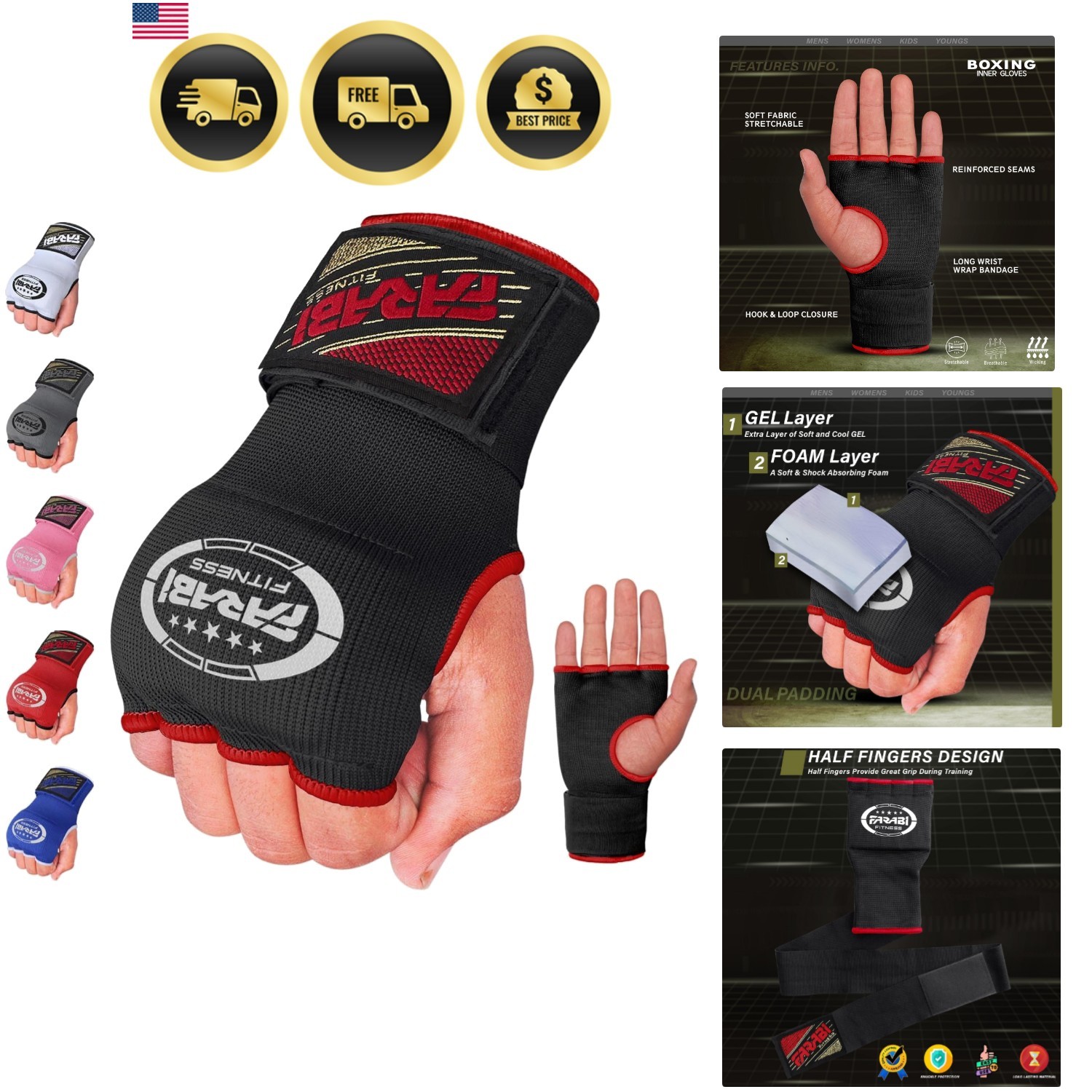 FARABI Kids Hybrid Boxing Inner Gloves Punching Boxing Gloves