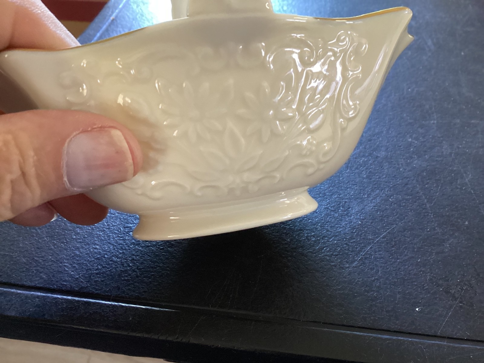 Lenox Oval Shaped Gold Trim China Basket