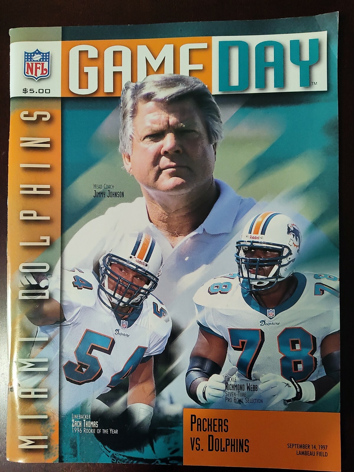Game Day Program September 14, 1997 Dolphins at Packers Brett Favre Clean!