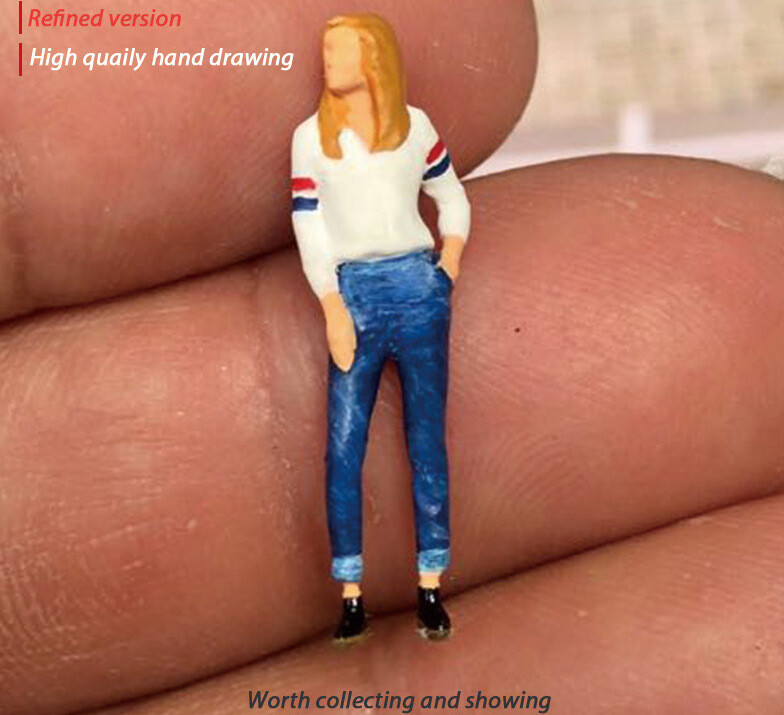 1:64 Painted Figure Mini Model Miniature Resin Diorama Lady White Sweater Office