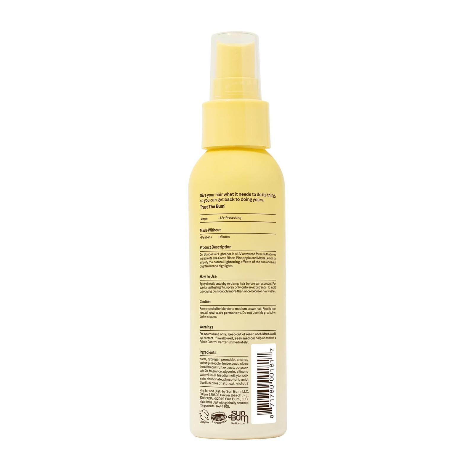 Sun Bum Blonde Formula Hair Lightener, Spray, Banana Scent, 4 oz, For Blonde...