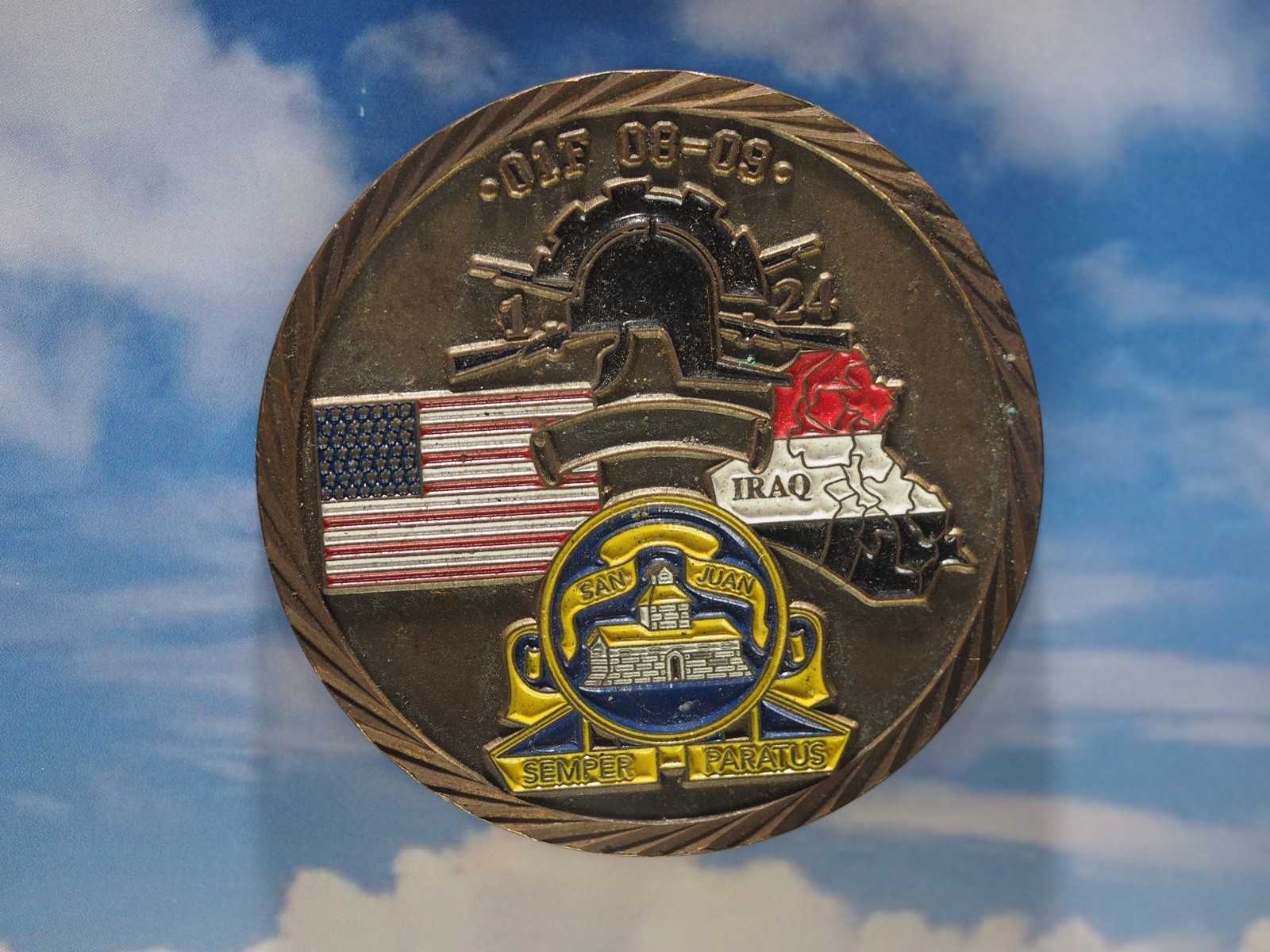 Challenge Coin, San Juan, Semper Paratus, 01f 08-09,Deuce Four, Strength & Honor