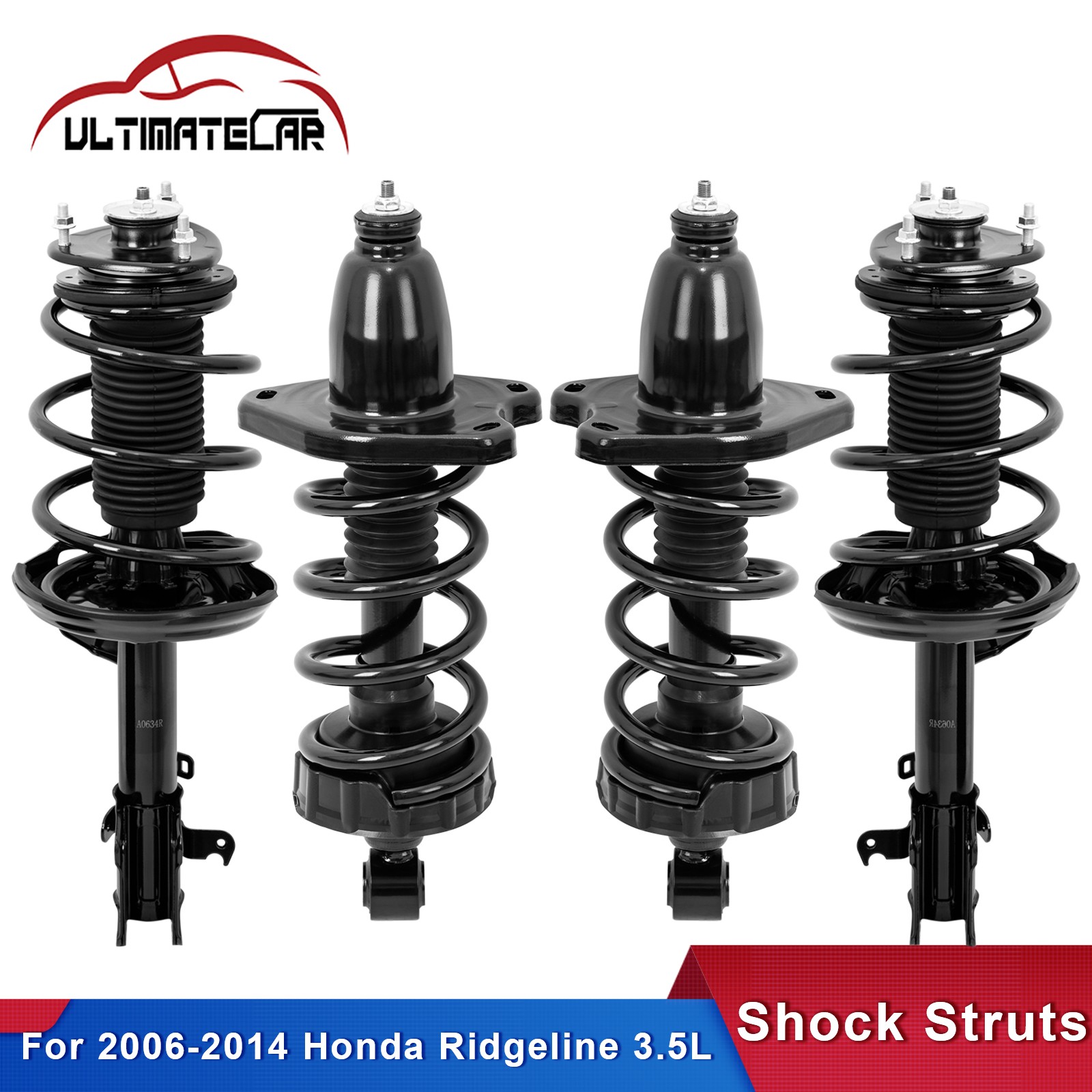 Set 4 Front+Rear Complete Struts w/ Coil Springs For 2006-2014 Honda Ridgeline