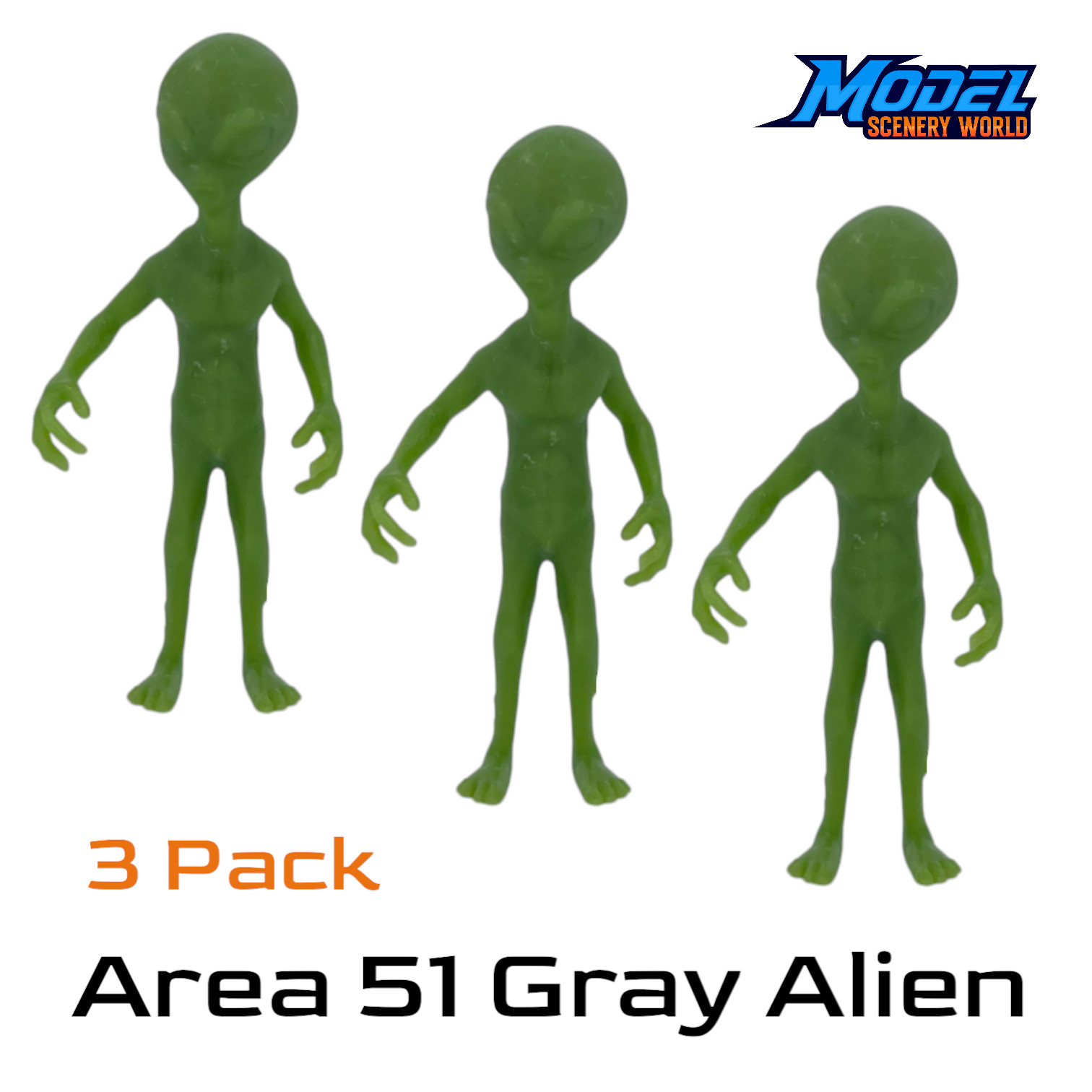 The Gray Alien Area 51 (3 pack) - HO Scale 1:87 - Green