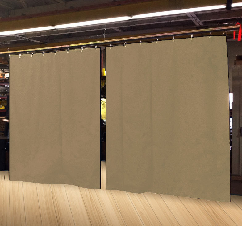 Lot of (2) Economy Tan Curtain Panel/Partition 15 H x 4½ W, Non-FR