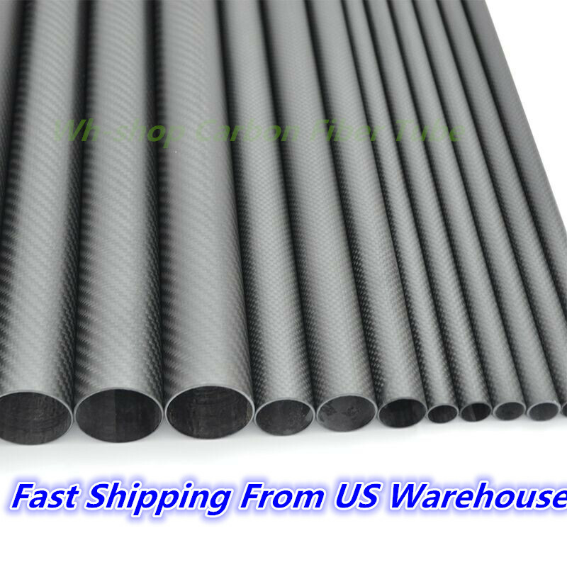 [US Warehouse] 3K Roll Wrapped Carbon Fiber Tube OD 10-24 33 36 38mm x 500mm