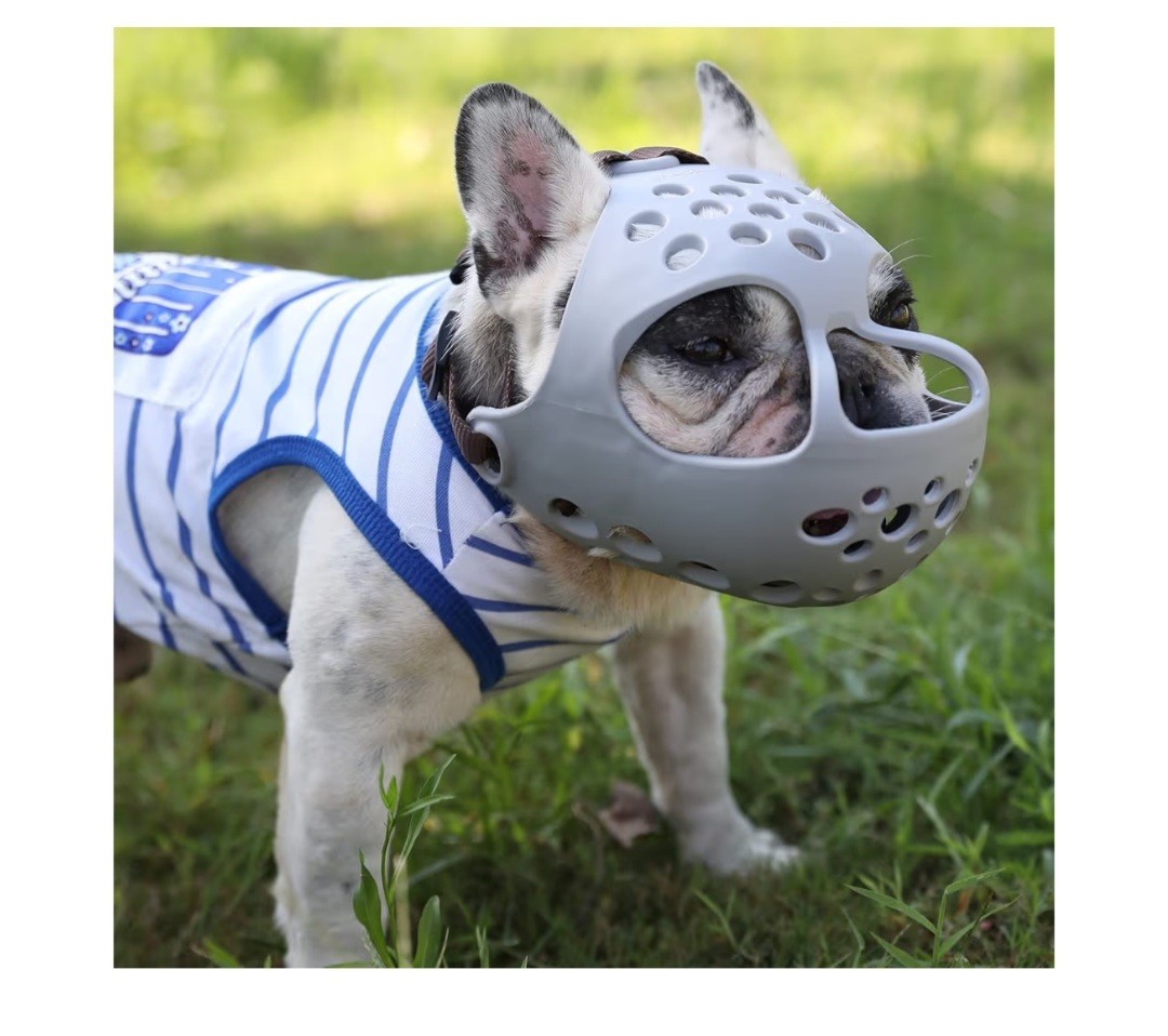 JYHY Silicone Dog Muzzle Breathable Adjustable for French Bulldog -XL Gray