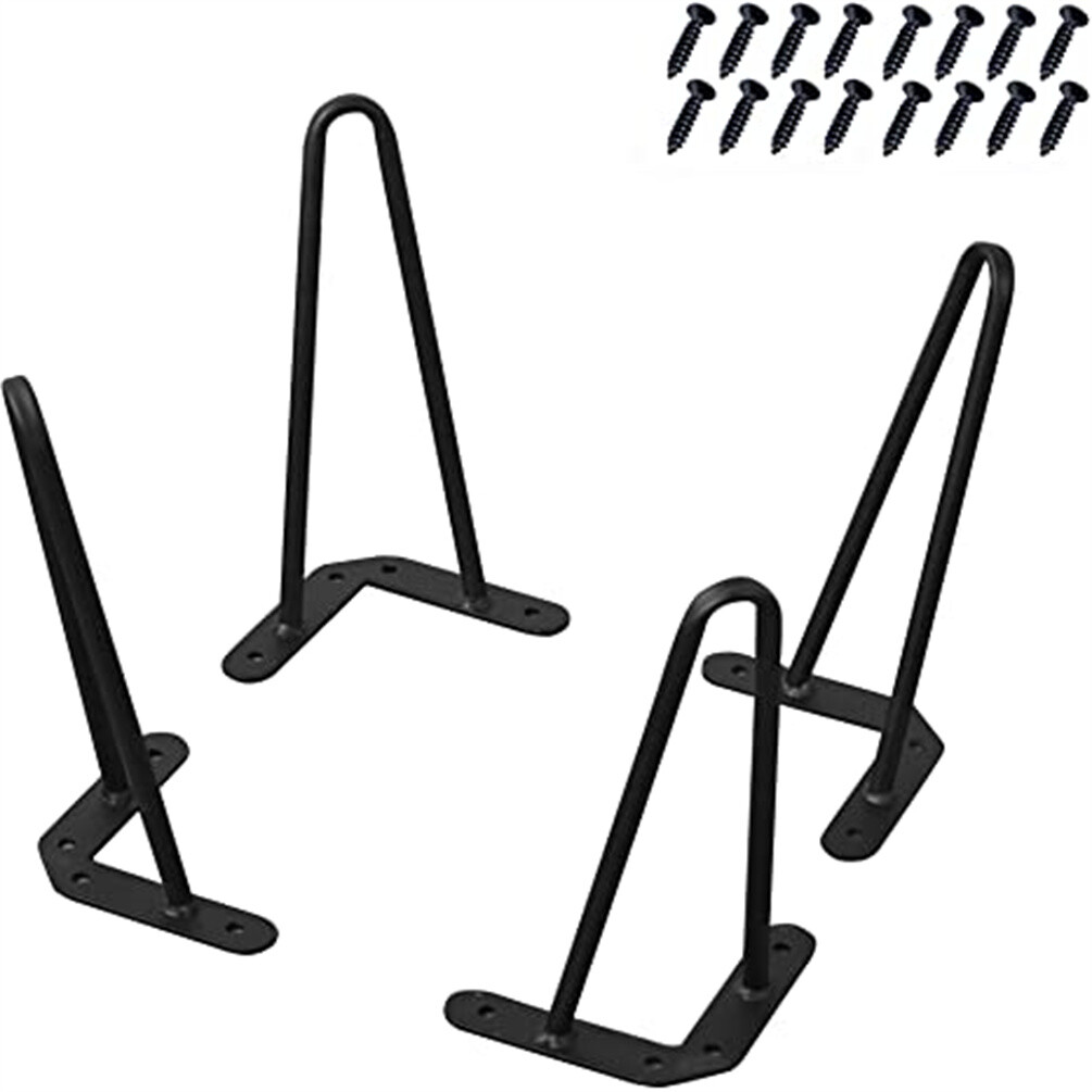 HST 6" - 30" Coffee Table Metal Hairpin Legs Iron Bar Black Set of 4