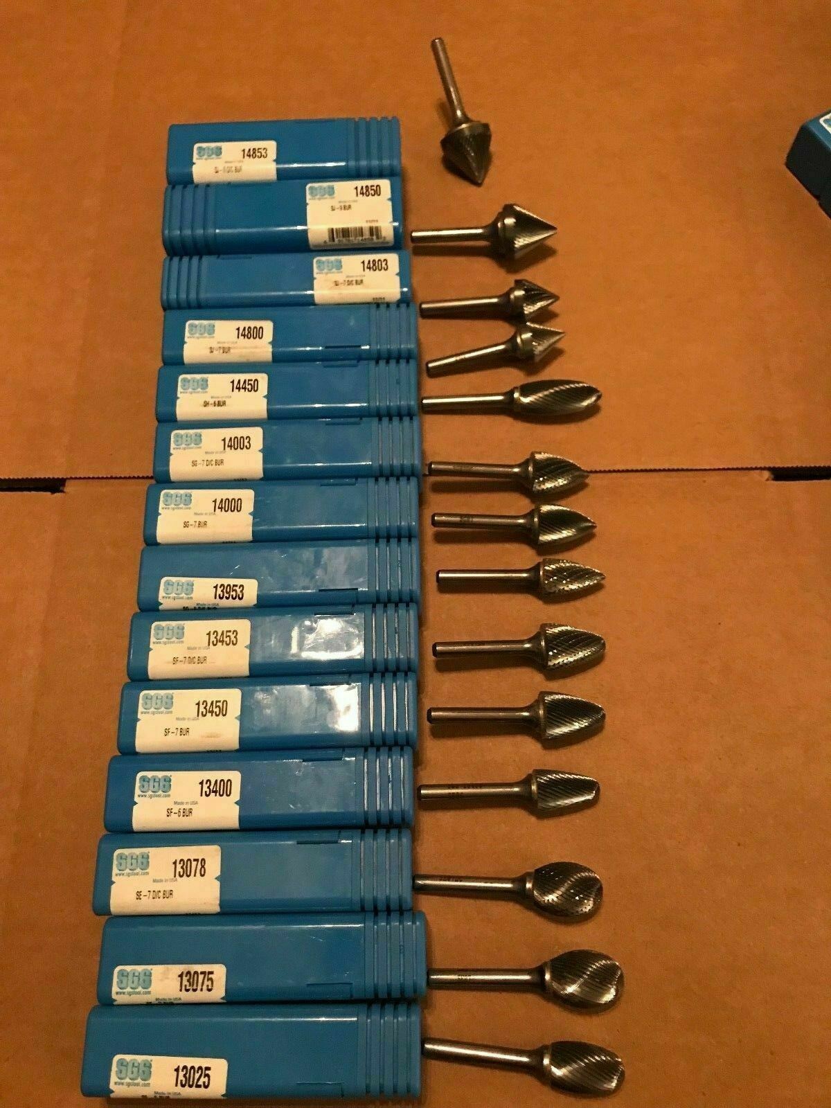 1x NEW SGS Solid Carbide Bur - Tree Shape - SF-7 - 1/4" Shank - 13450
