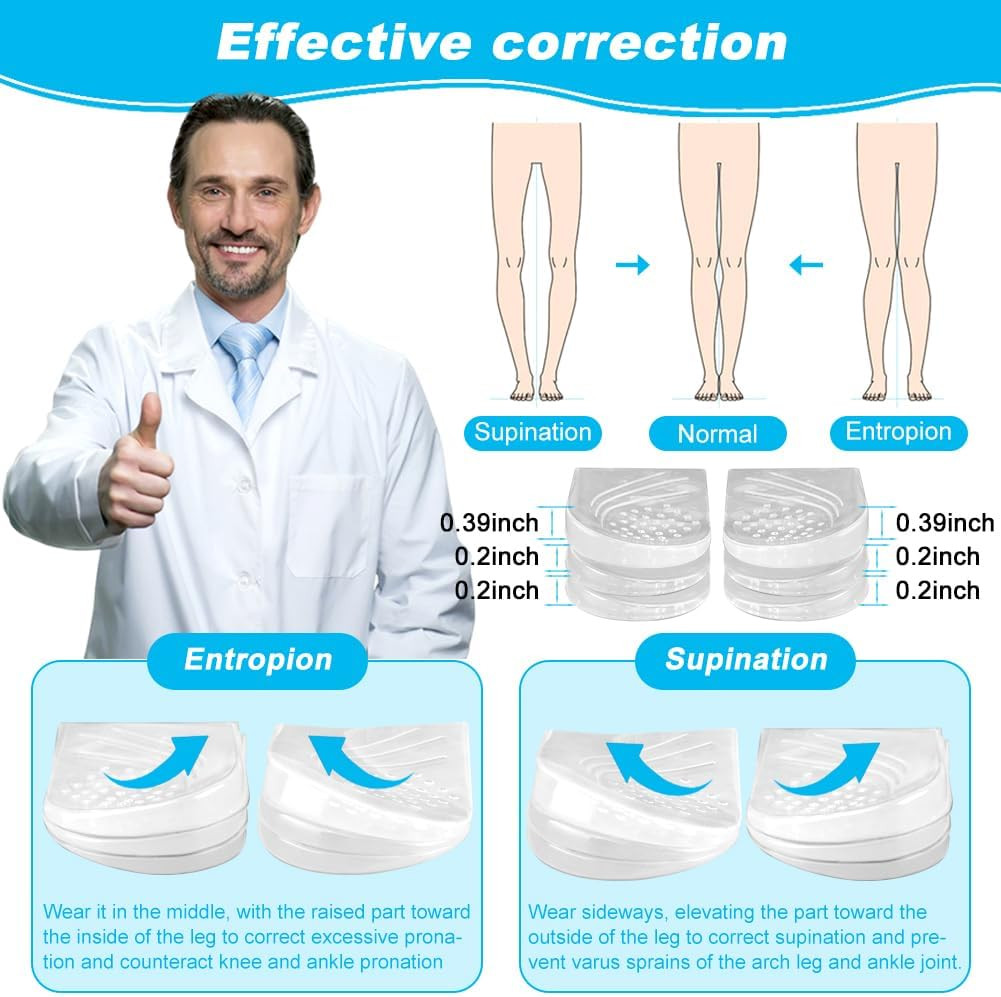 3-Layer 6Pcs Adjustable Heel Wedge Corrective Inserts For Supination & Pronation