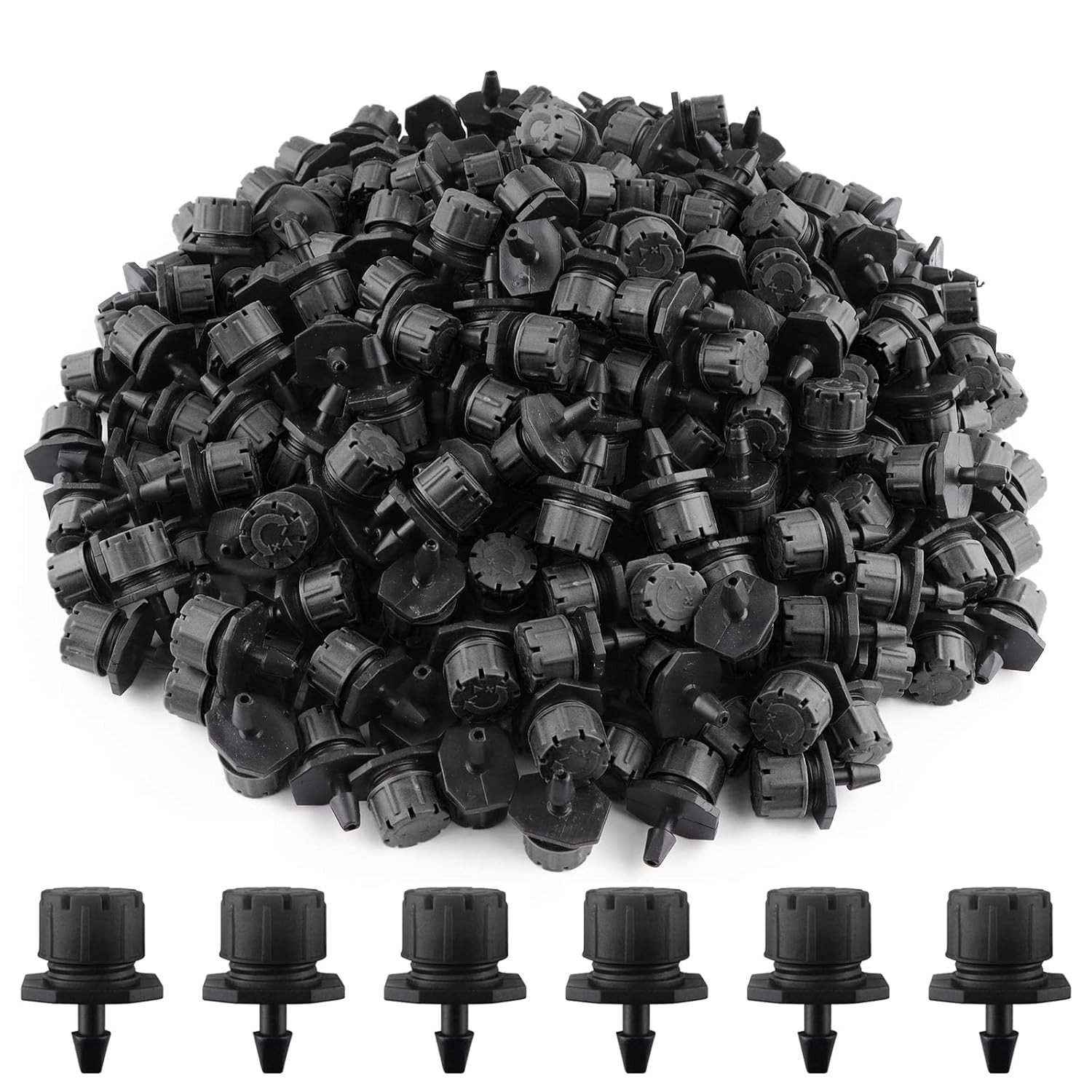 200Pcs Adjustable Irrigation Drippers, 1/4 Inch Barbed Drip Emitter 360 Degree W