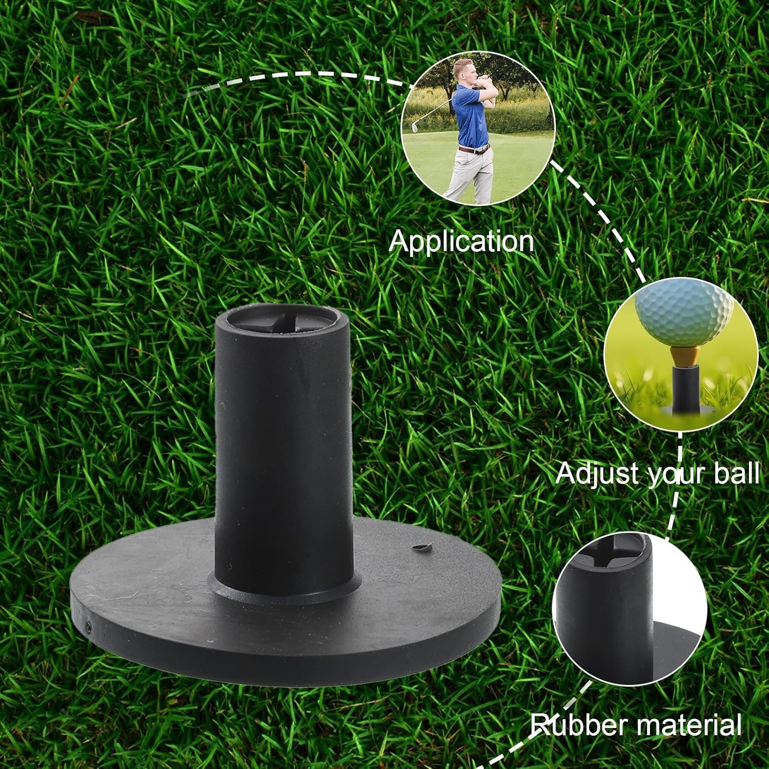 Adjustable Unbreakable Golf Tee, Rubber Golf Tees for Mats, Driving Range Tee