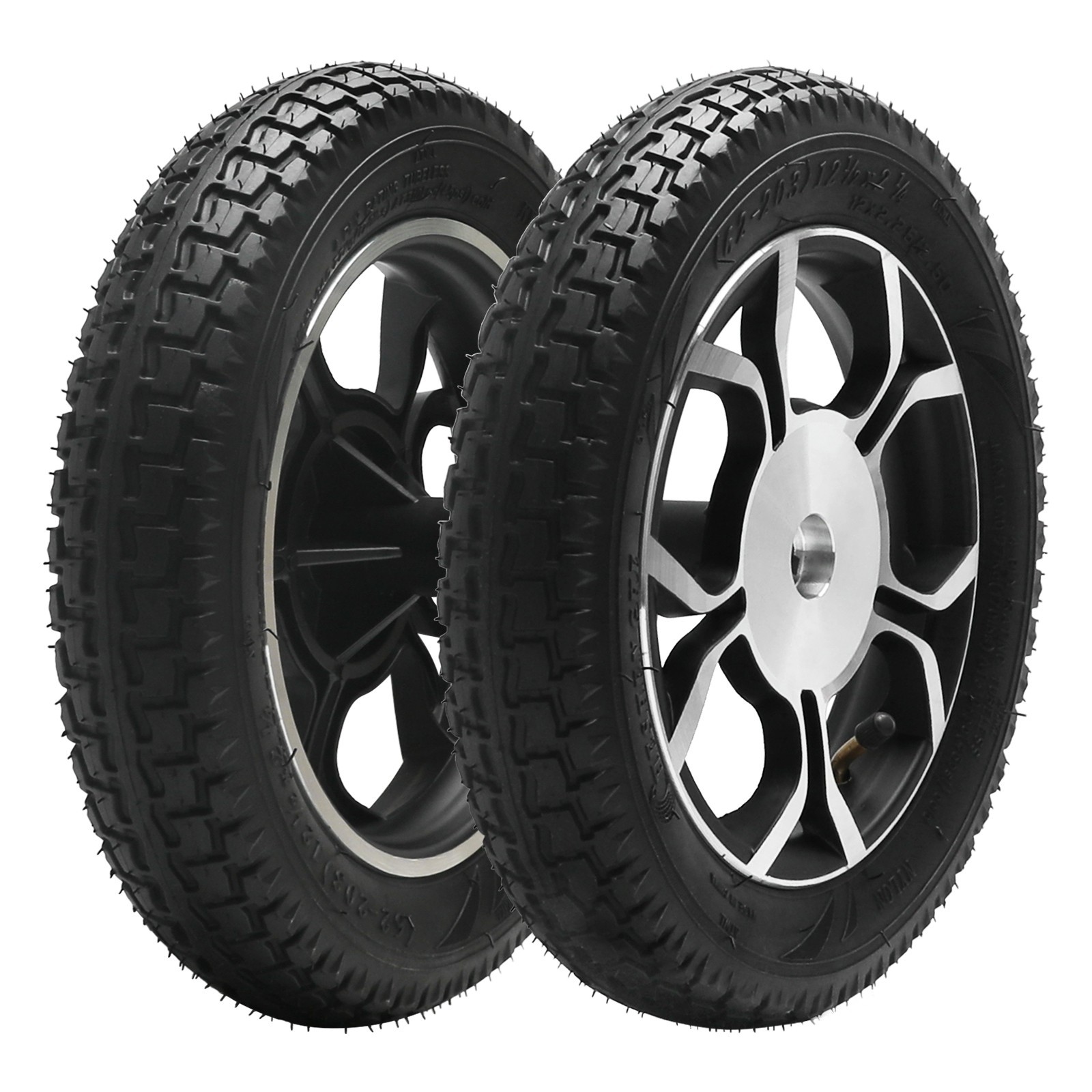2PCS 12 Inch Rear Wheel Wheelchair Wheel Assembly  12 1/2 x 2 1/4 Tire 17mm Bore