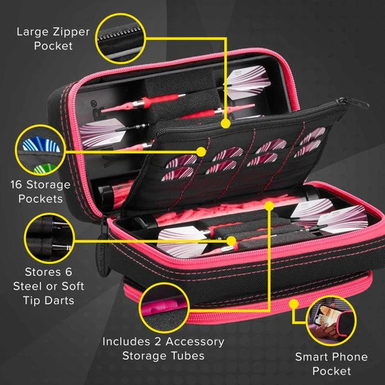 CASEMASTER PLAZMA VIPER DART CASE BLACK W/ PINK TRIM NEW SHIPS FREE FLIGHTS FREE